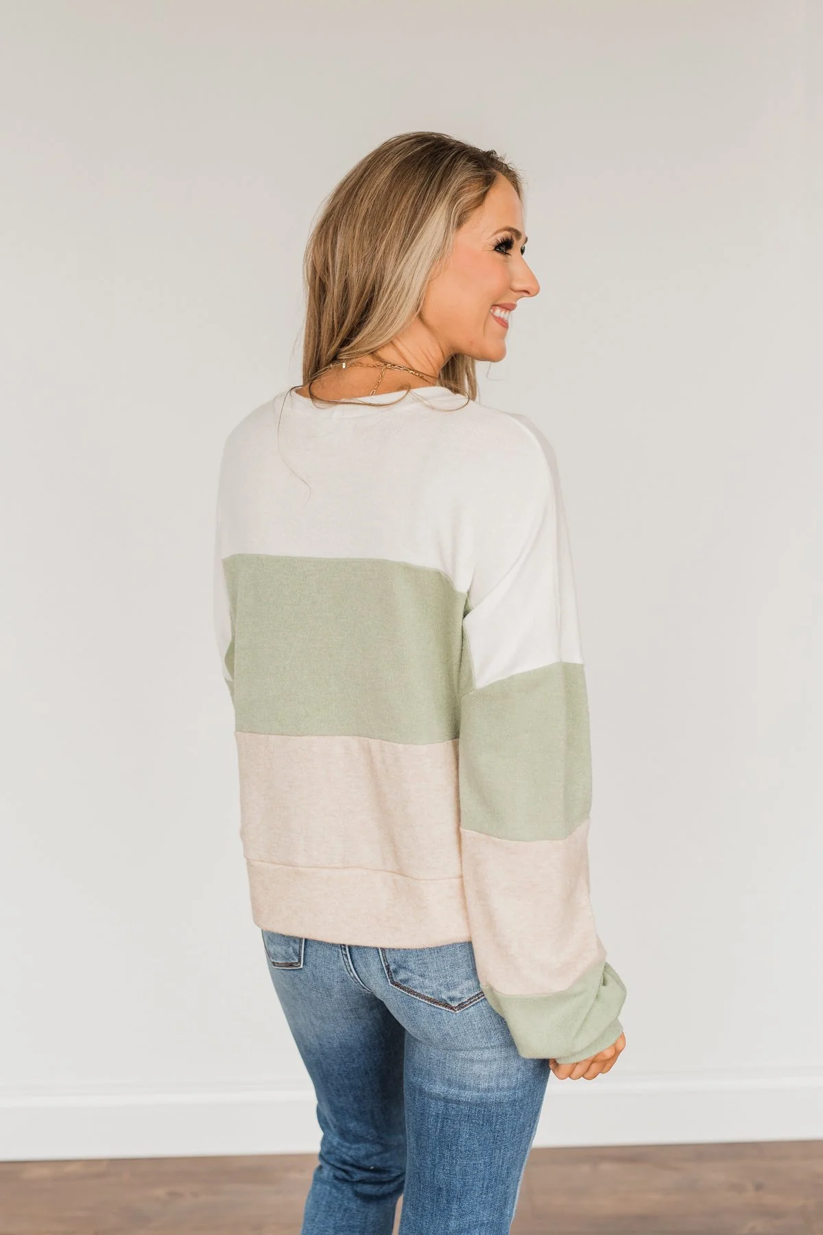 Chasing My Dreams Color Block Top- Ivory, Sage, & Light Beige - Image 11