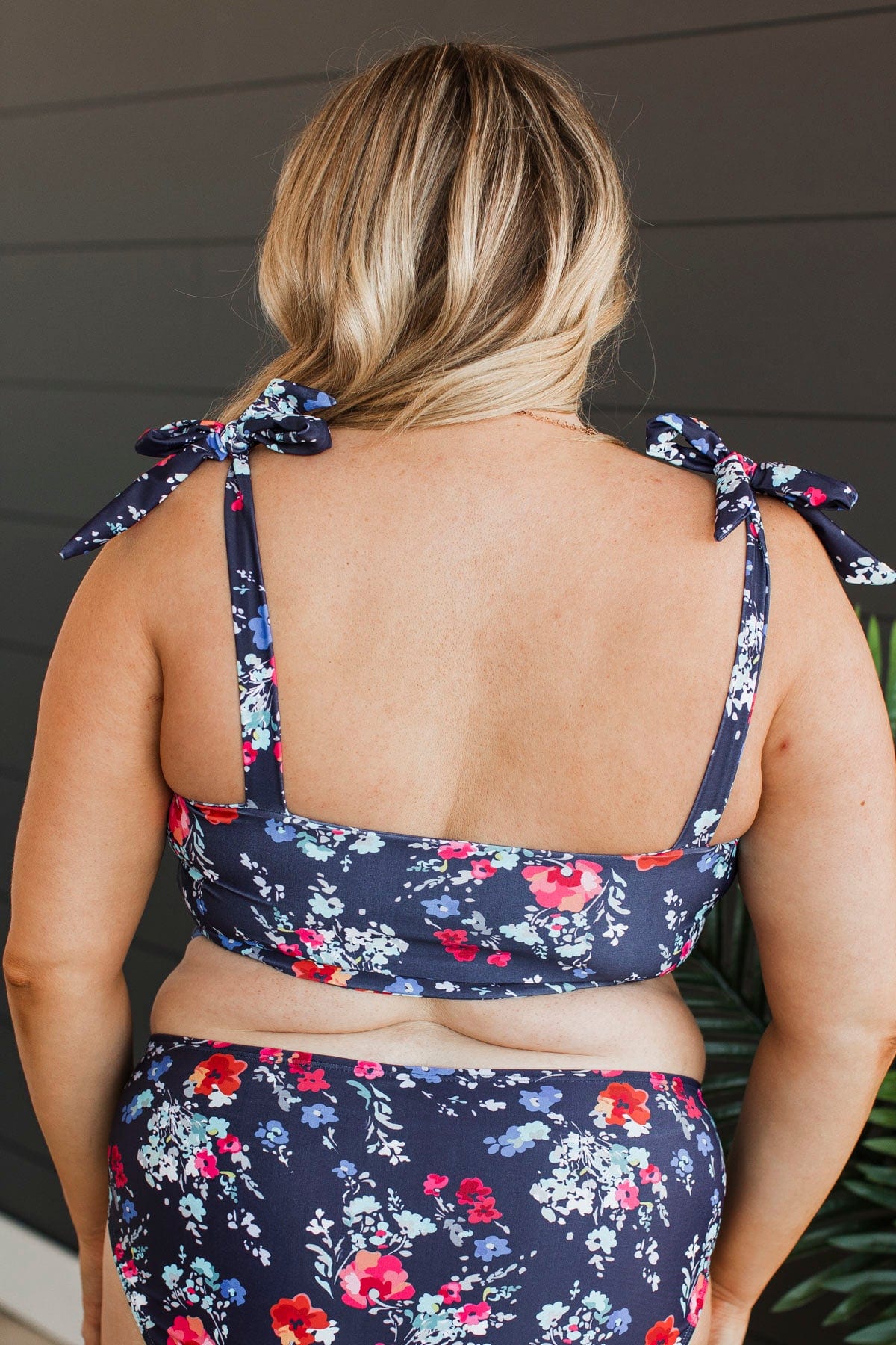 Chasing The Sun Bandeau Swim Top- Navy Floral - Image 9