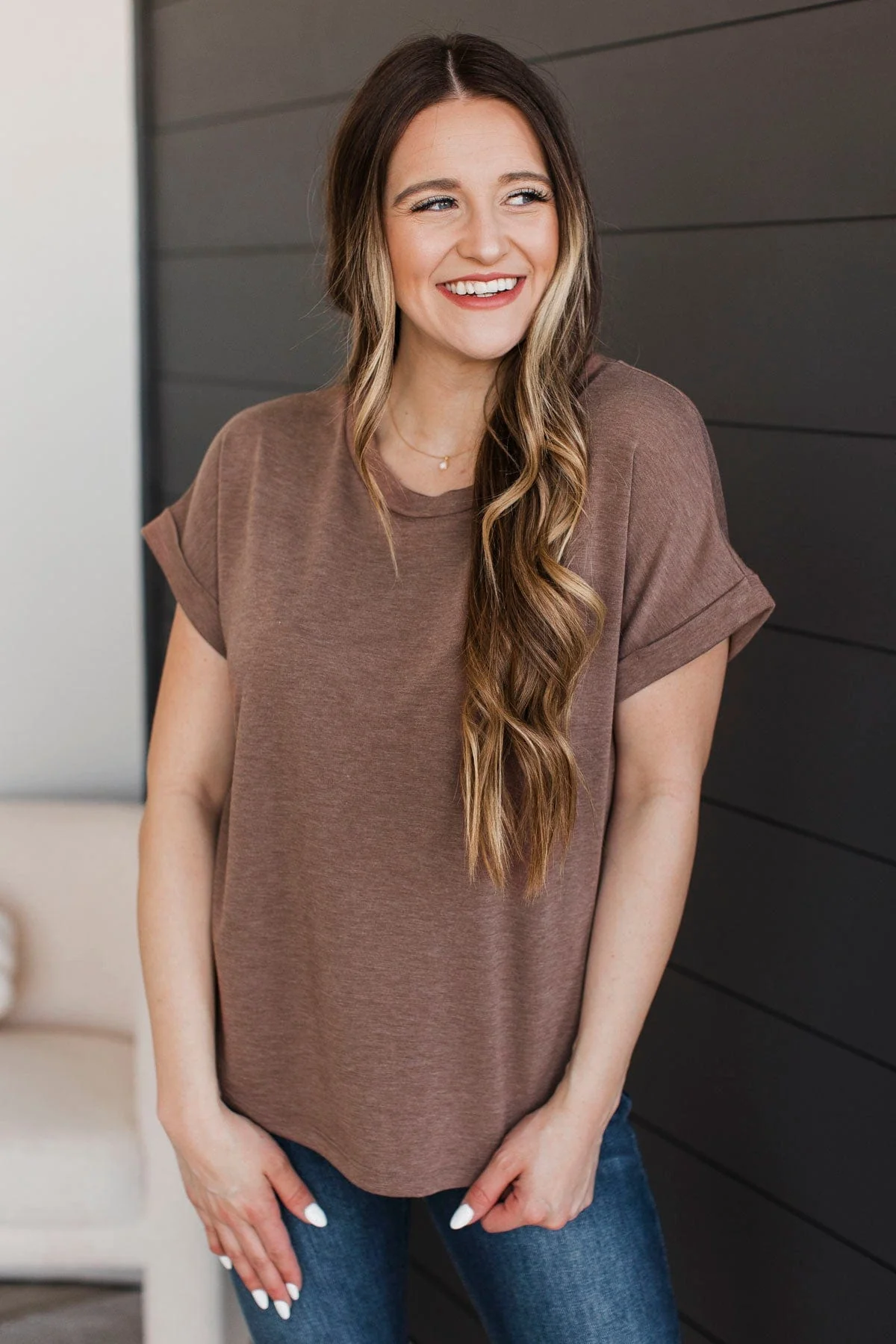 Cheer Me Up Short Sleeve Top- Brown - Image 2