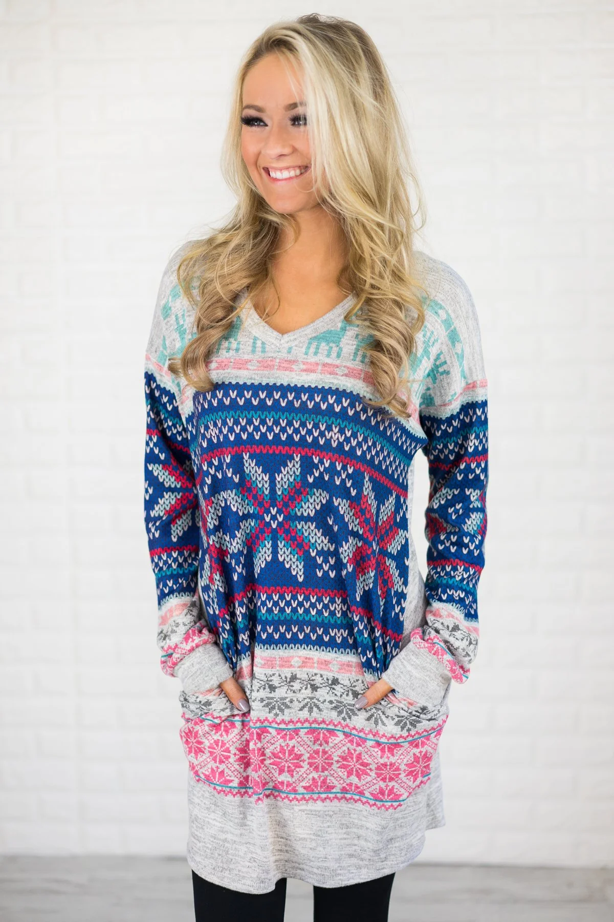 Cheerful in Pink & Blue Tunic Top