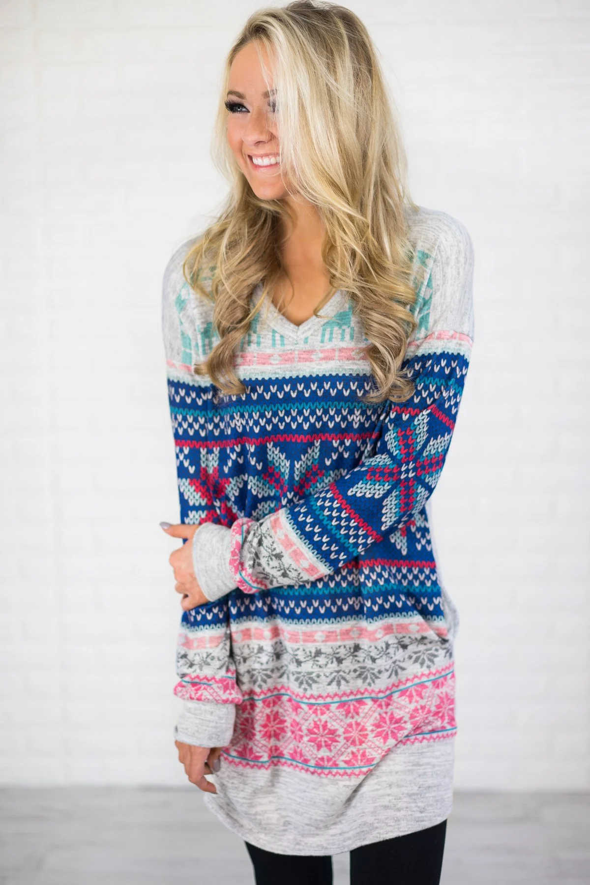 Cheerful in Pink & Blue Tunic Top - Image 2
