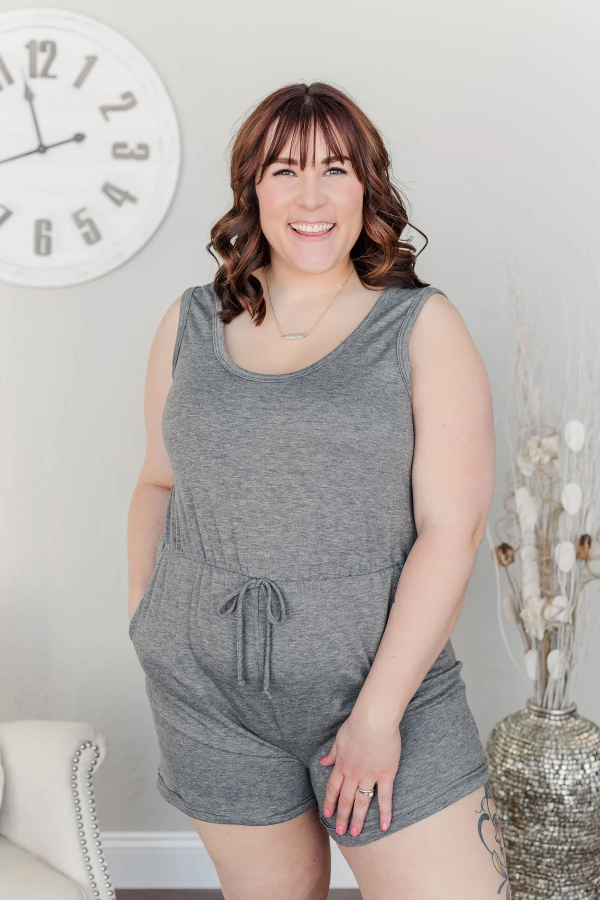 Cheerful Travels Sleeveless Romper- Charcoal - Image 18