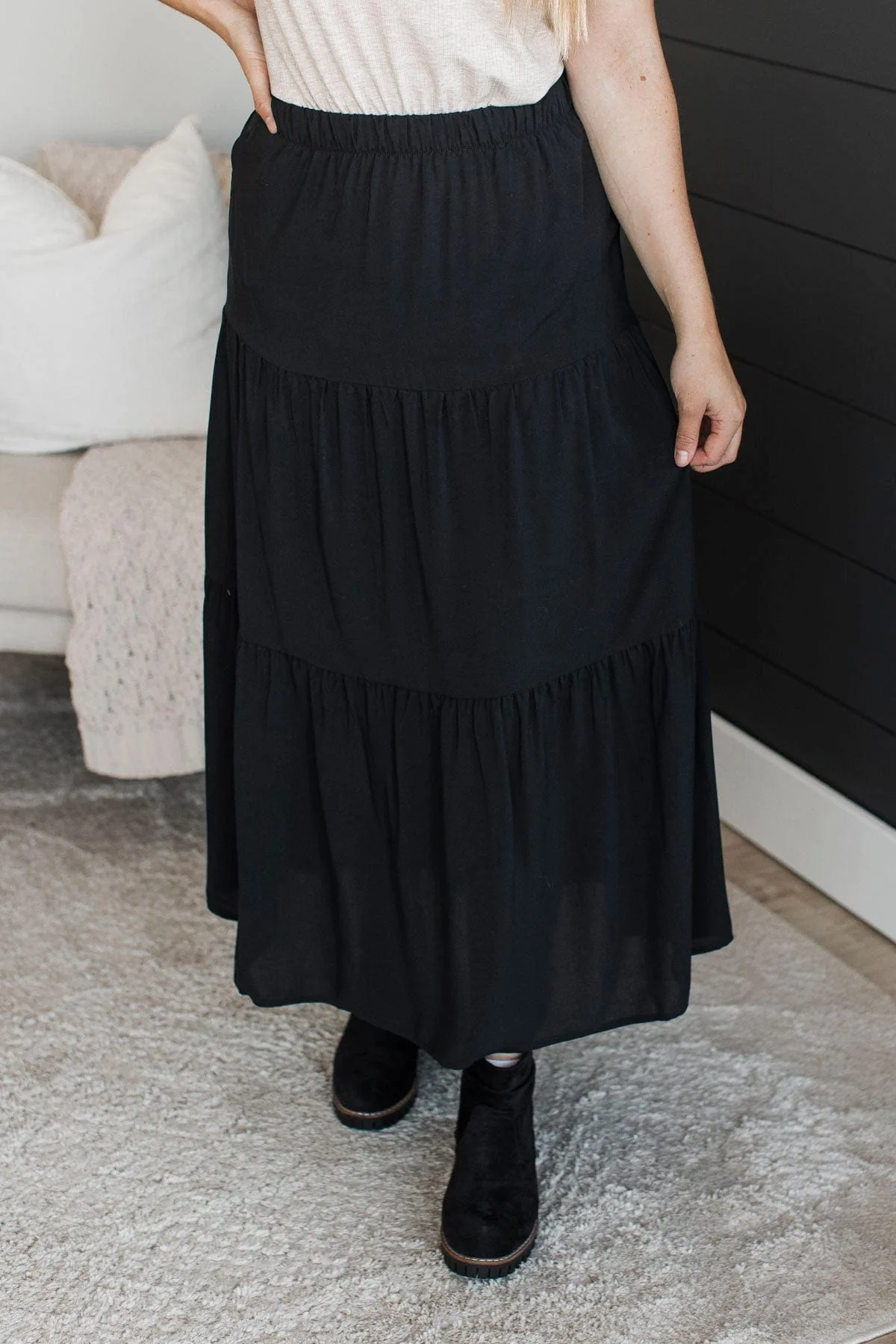 Cherish Me Always Maxi Skirt- Black - Image 2