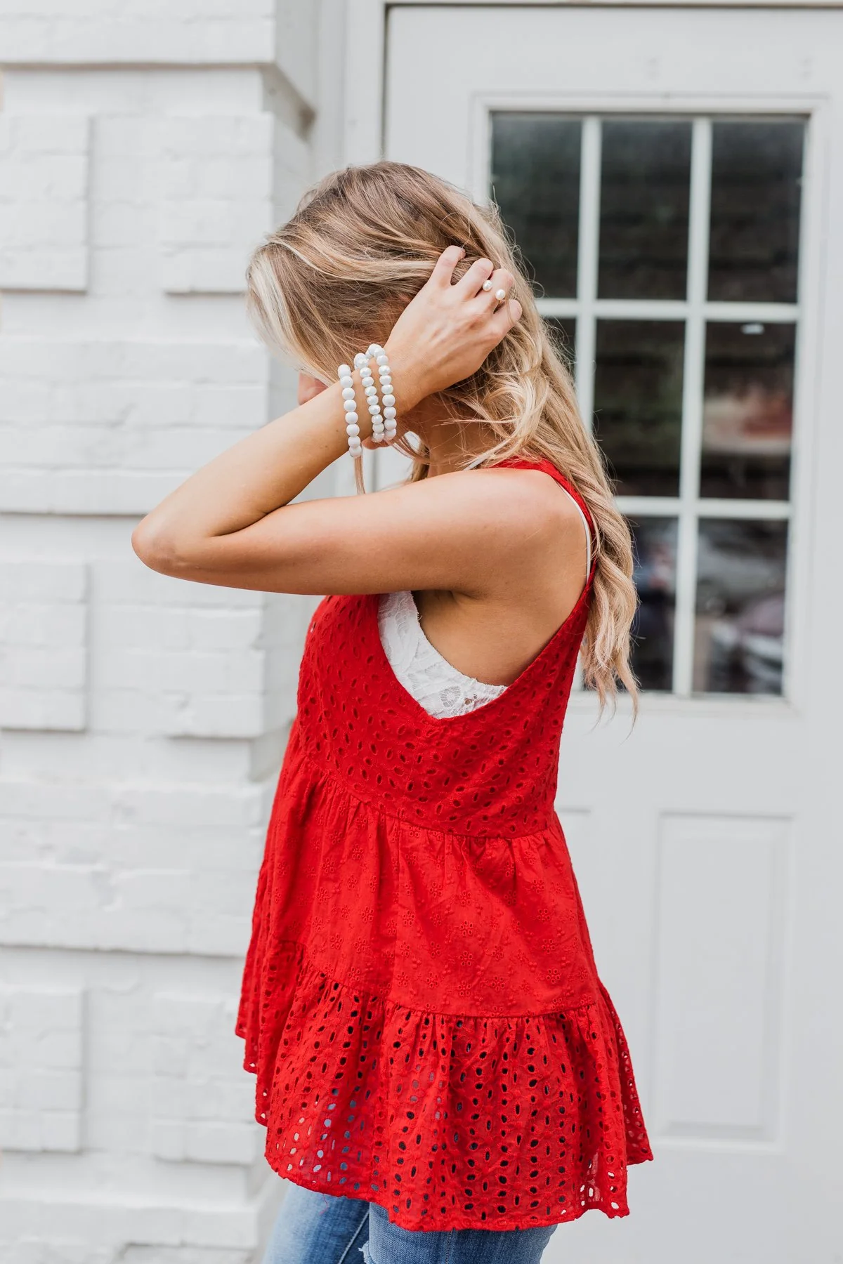 Cherish the Moment Babydoll Tank Top- Scarlet Red - Image 5