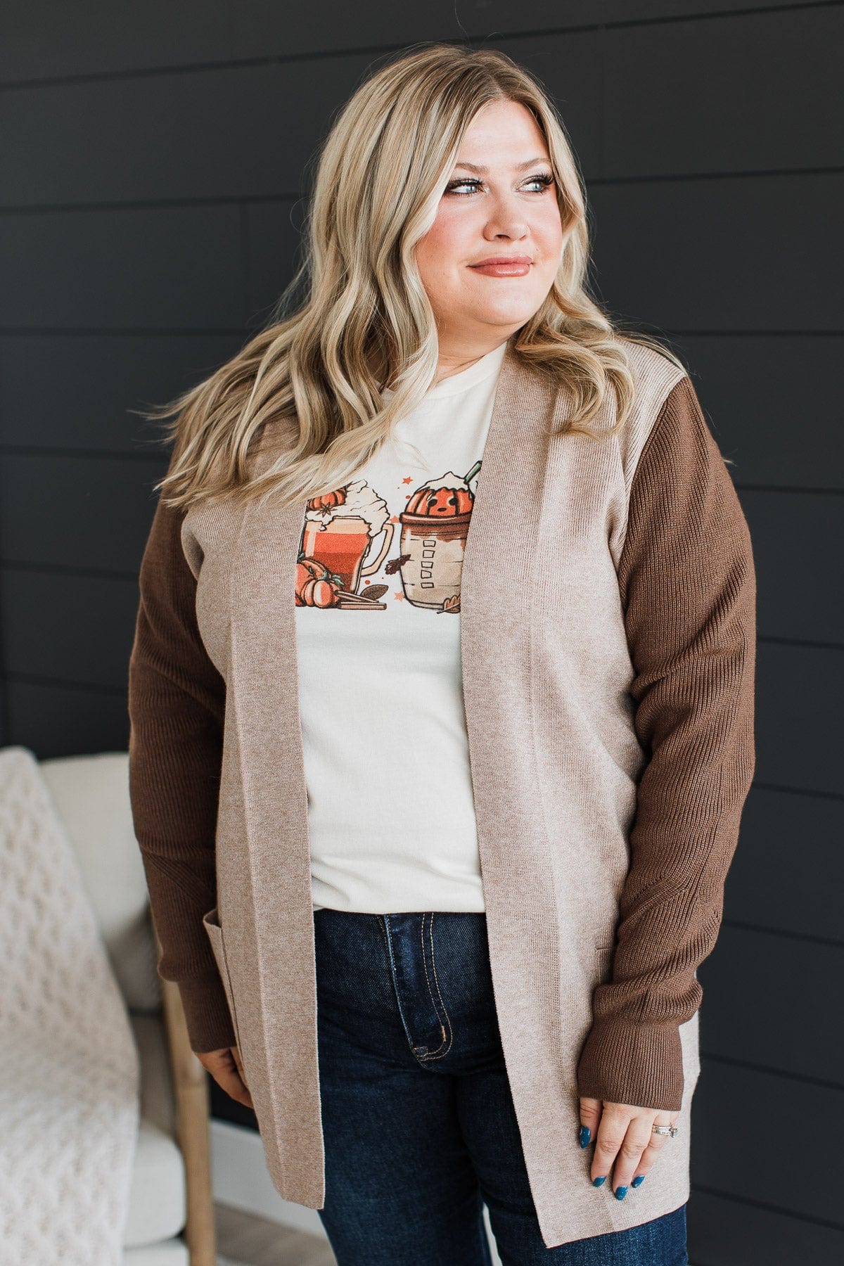 Cherish You Always Knit Cardigan- Taupe & Brown - Image 2