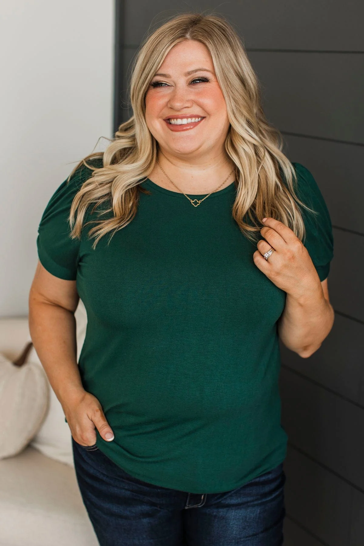 Cherished Beauty Short Sleeve Top- Hunter Green - Image 3