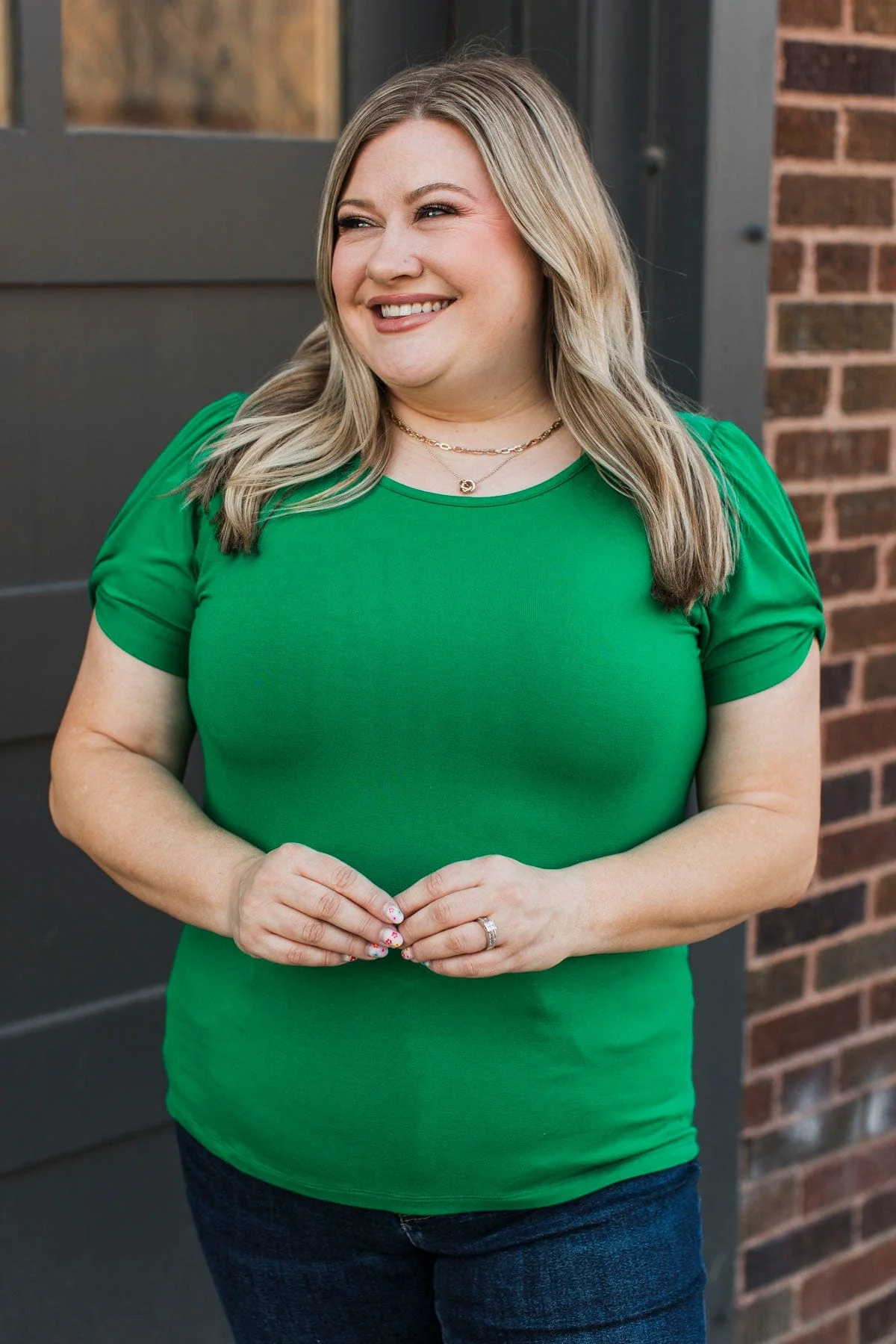 Cherished Beauty Short Sleeve Top- Kelly Green - Image 2