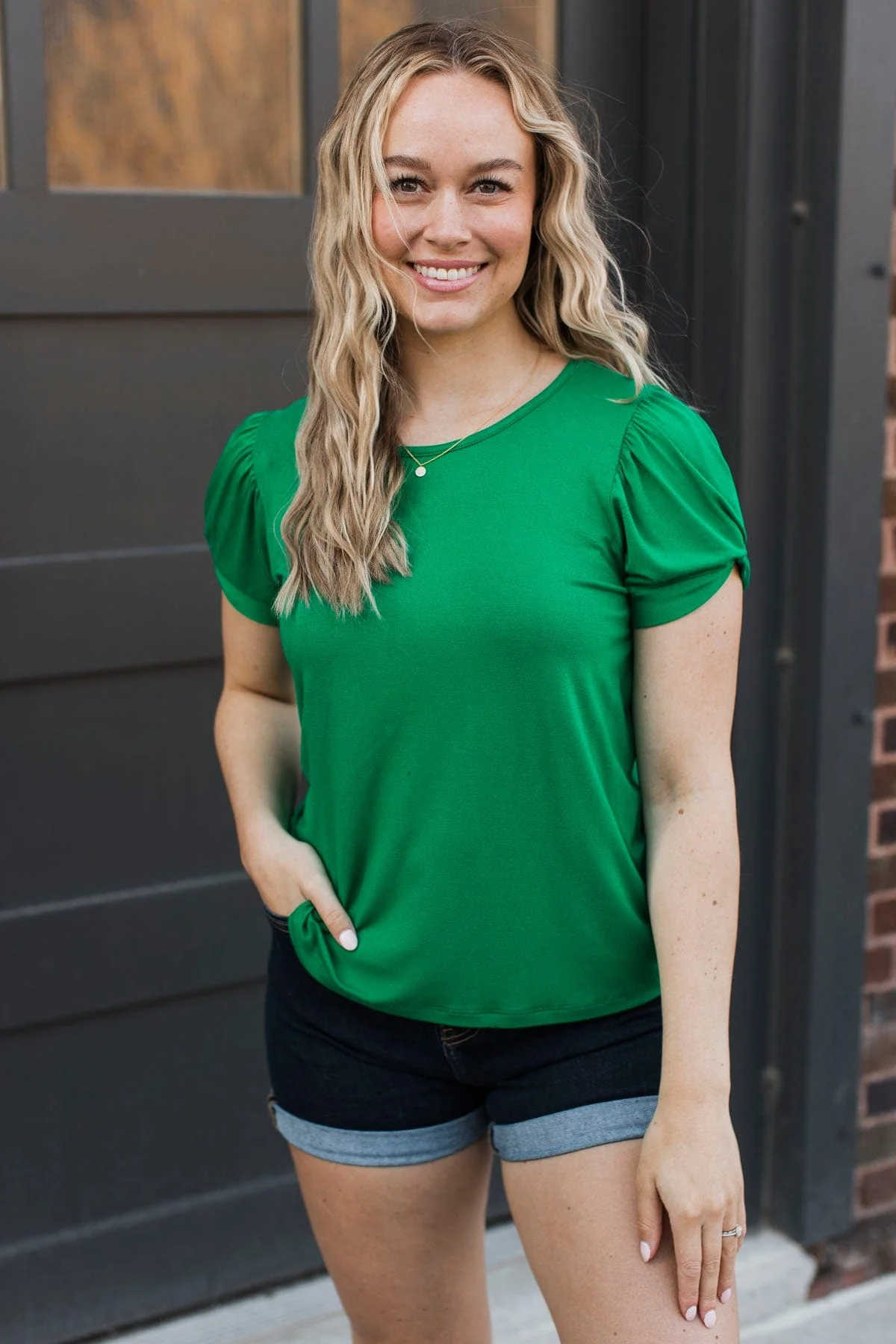 Cherished Beauty Short Sleeve Top- Kelly Green - Image 3