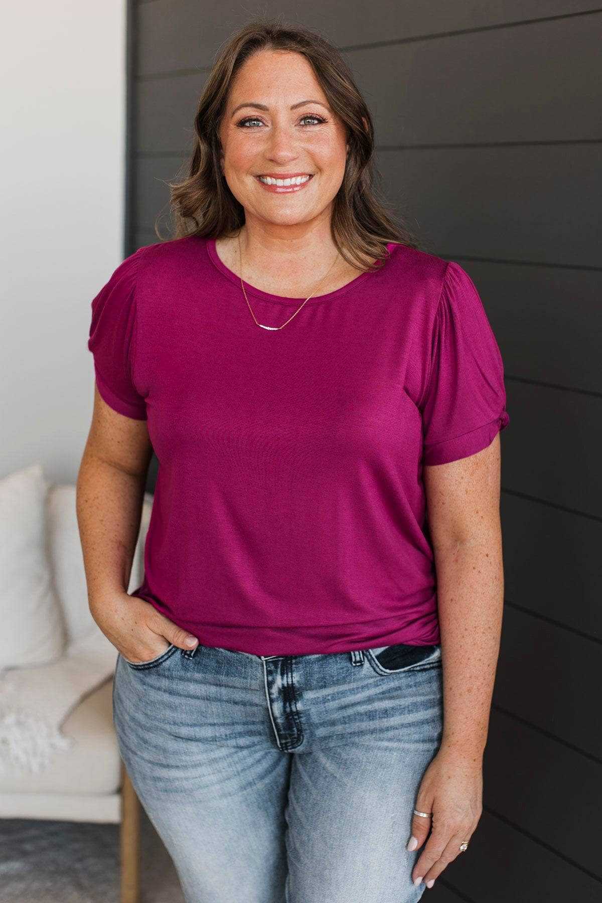 Cherished Beauty Short Sleeve Top- Magenta - Image 2