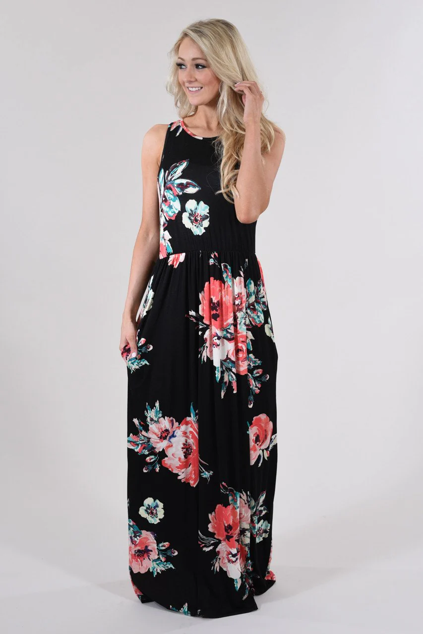 Cherished Love Black Floral Maxi Dress - Image 3