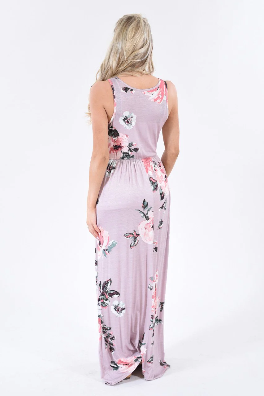 Cherished Love Mauve Floral Maxi Dress - Image 12