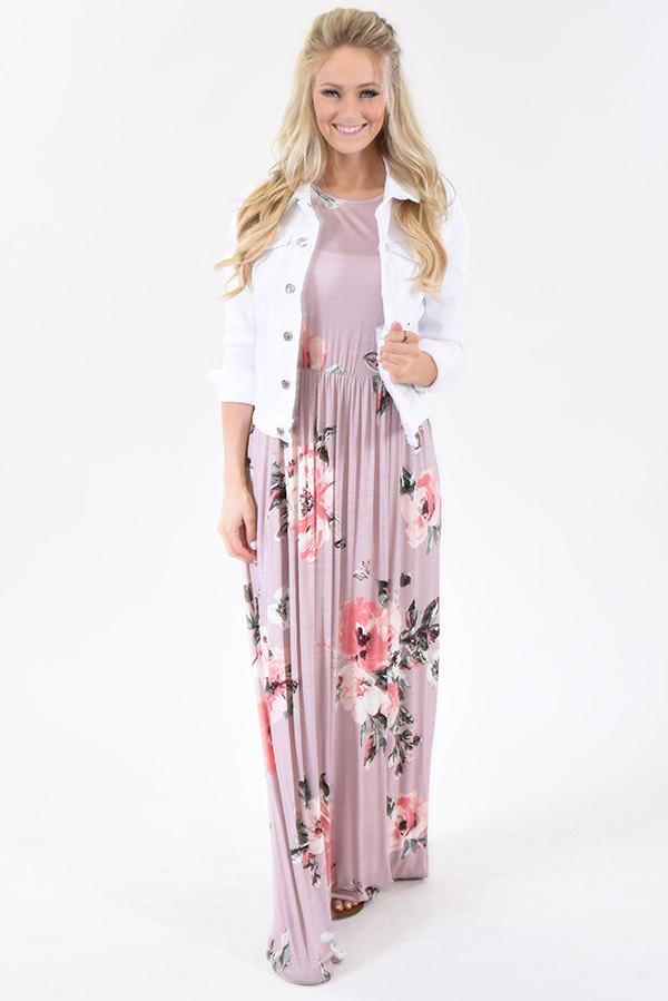 Cherished Love Mauve Floral Maxi Dress - Image 9