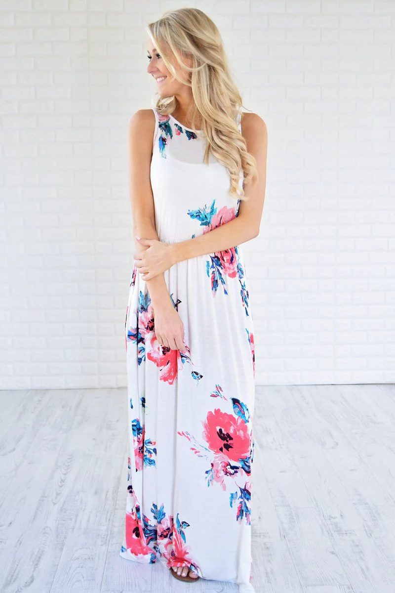 Cherished Love White Floral Maxi Dress - Image 4