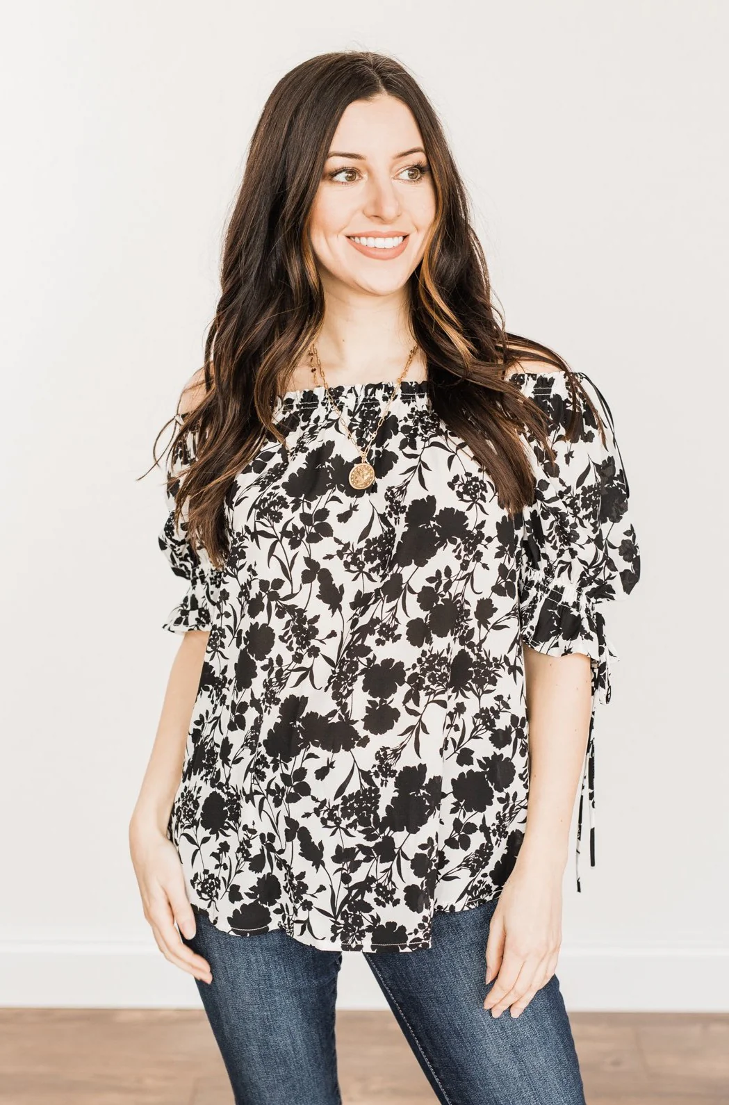 Cherished Memories Floral Blouse- Black & Ivory - Image 2