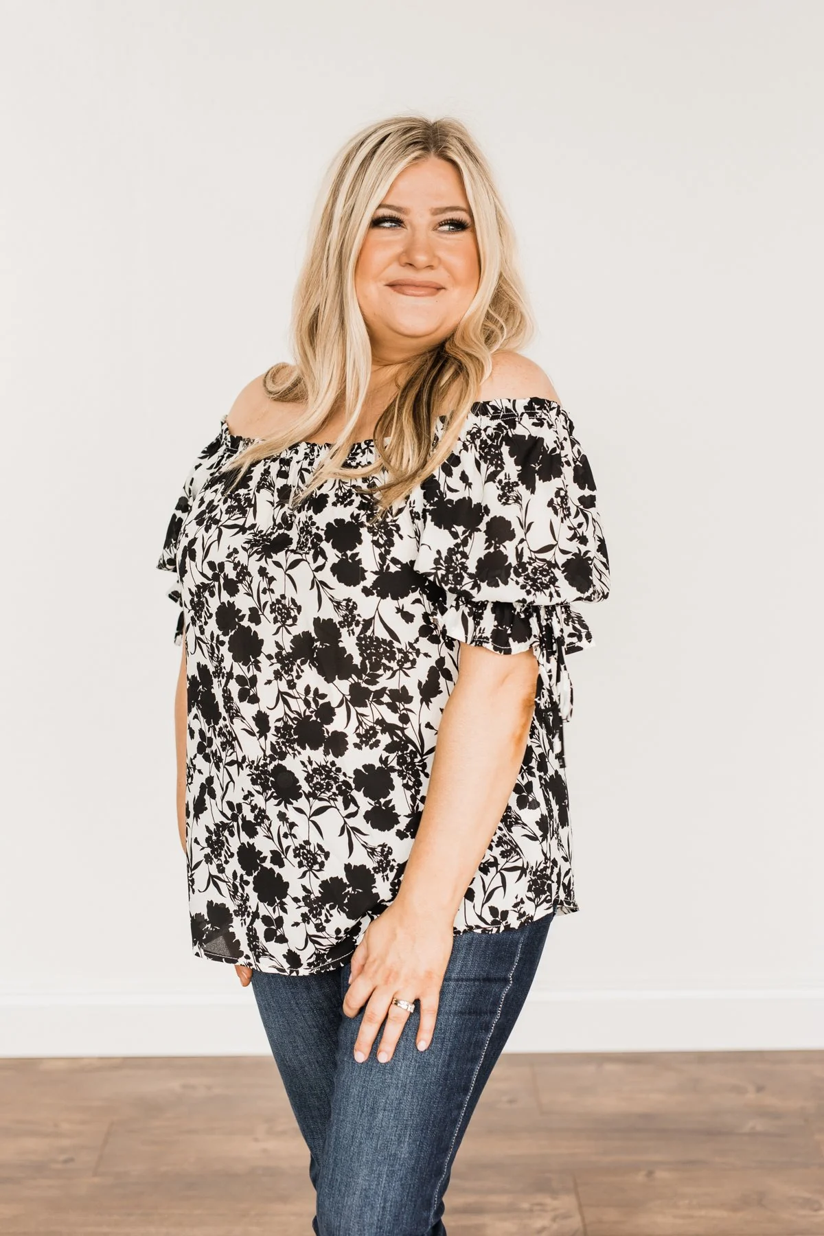 Cherished Memories Floral Blouse- Black & Ivory - Image 4