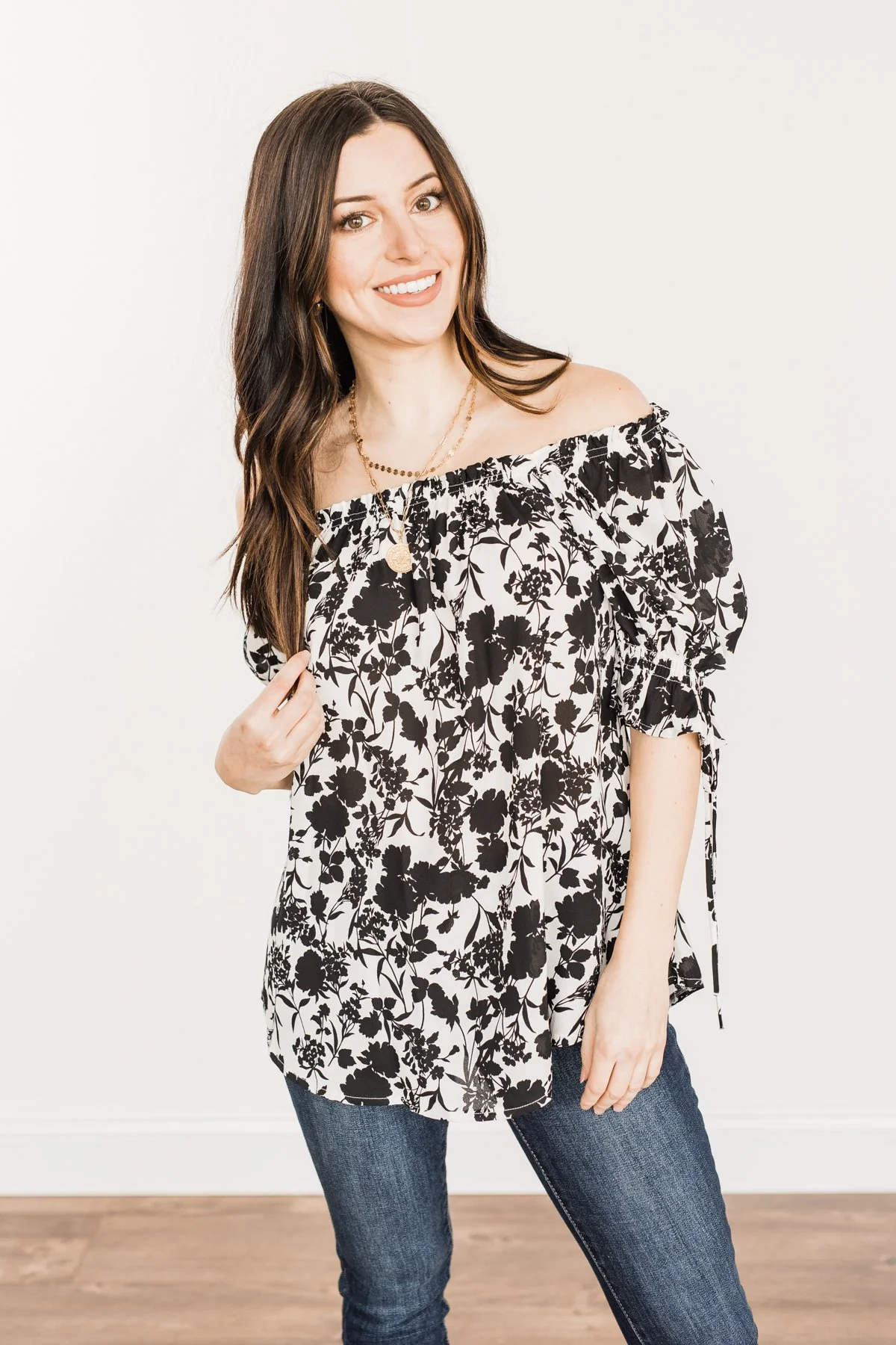 Cherished Memories Floral Blouse- Black & Ivory - Image 5