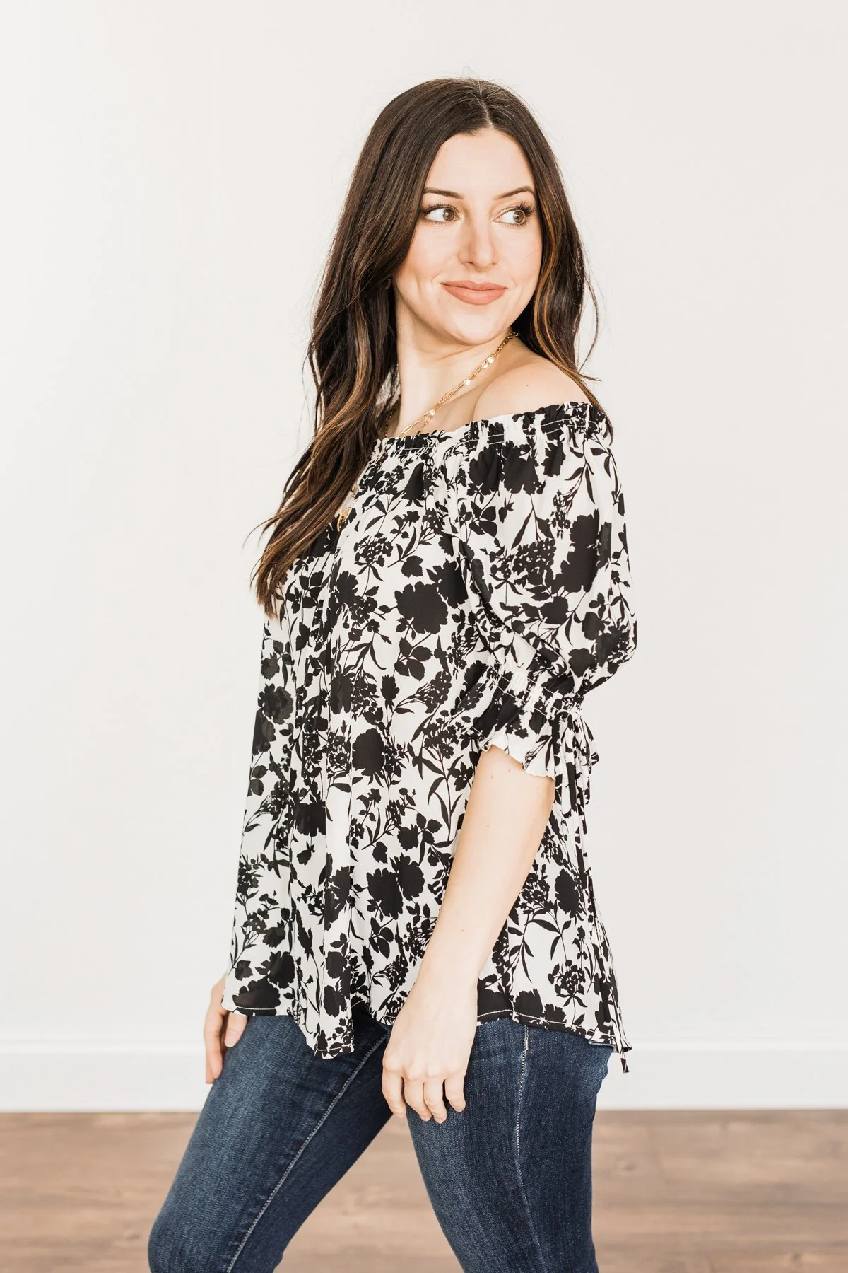 Cherished Memories Floral Blouse- Black & Ivory - Image 6
