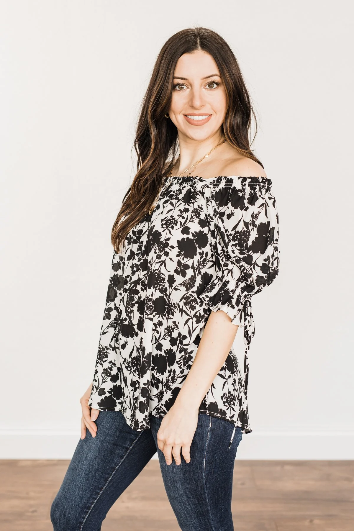 Cherished Memories Floral Blouse- Black & Ivory - Image 7