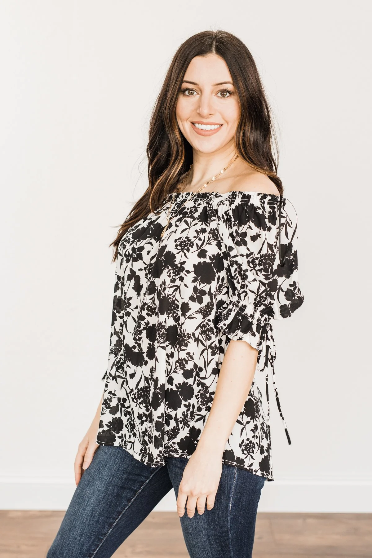 Cherished Memories Floral Blouse- Black & Ivory - Image 8