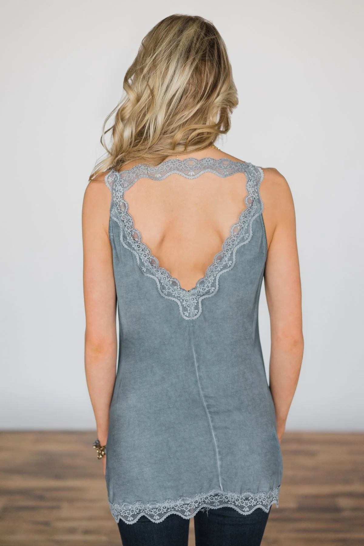 Cherished Moment Blue Lace Tank Top - Image 4