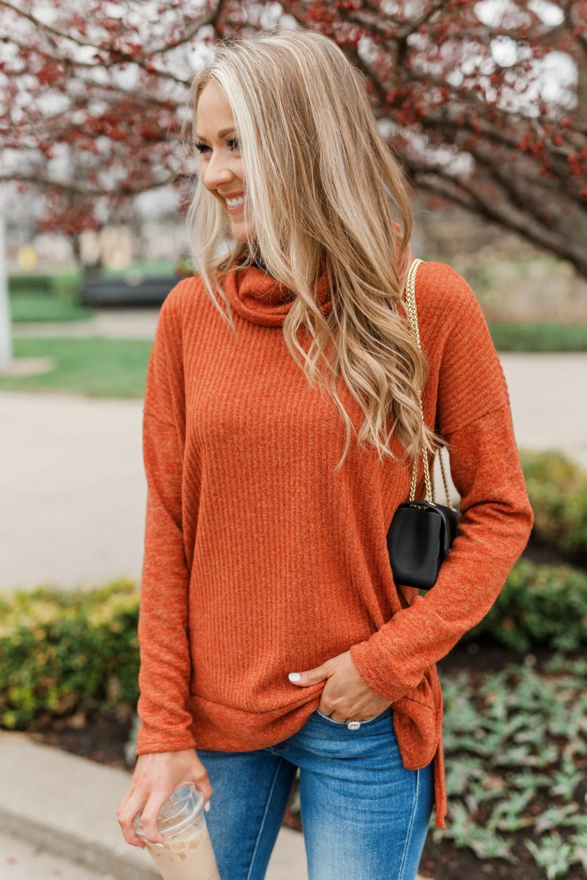 Cherishing Moments Turtle Neck Sweater- Cinnamon - Image 2