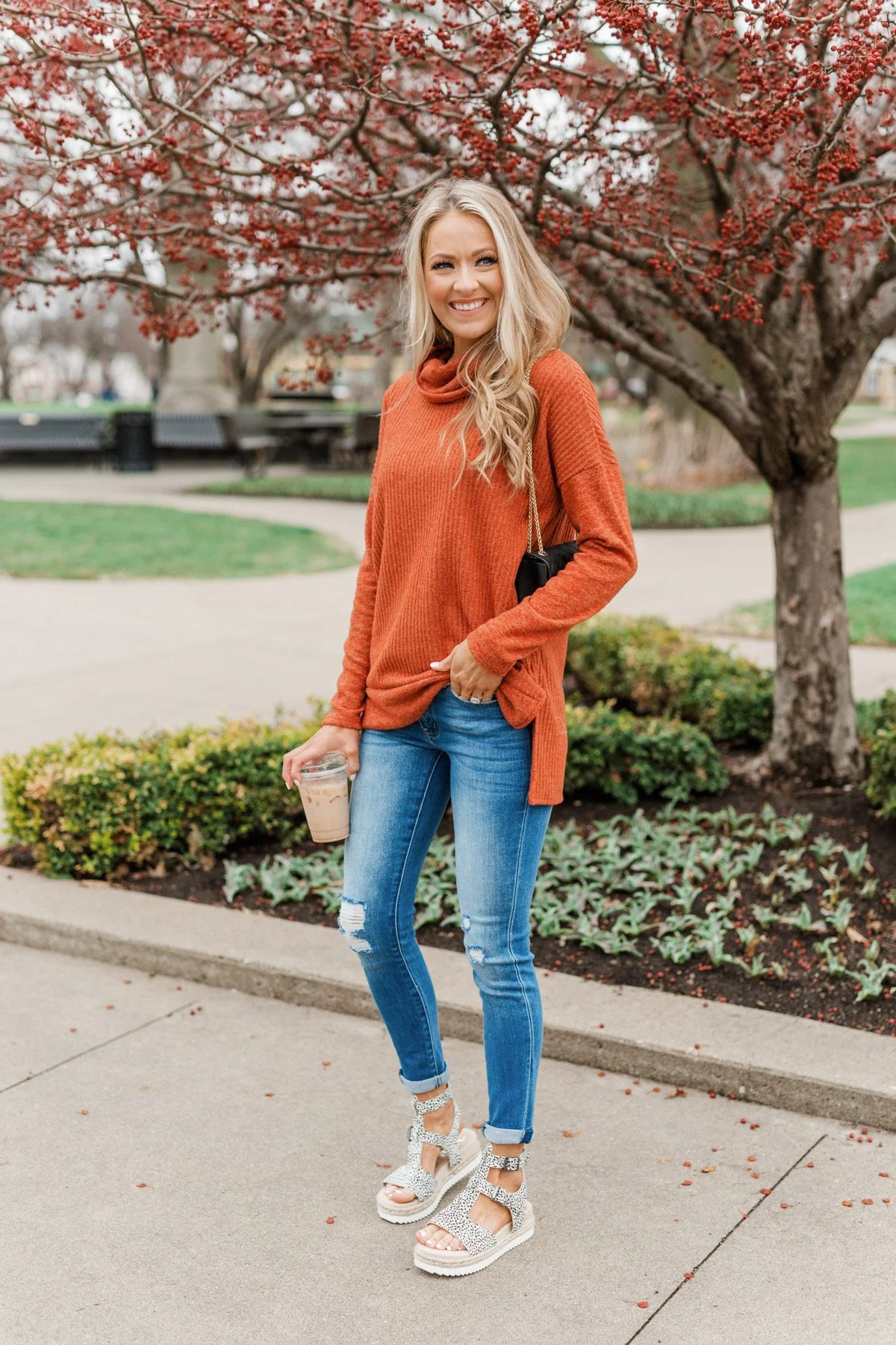 Cherishing Moments Turtle Neck Sweater- Cinnamon - Image 3