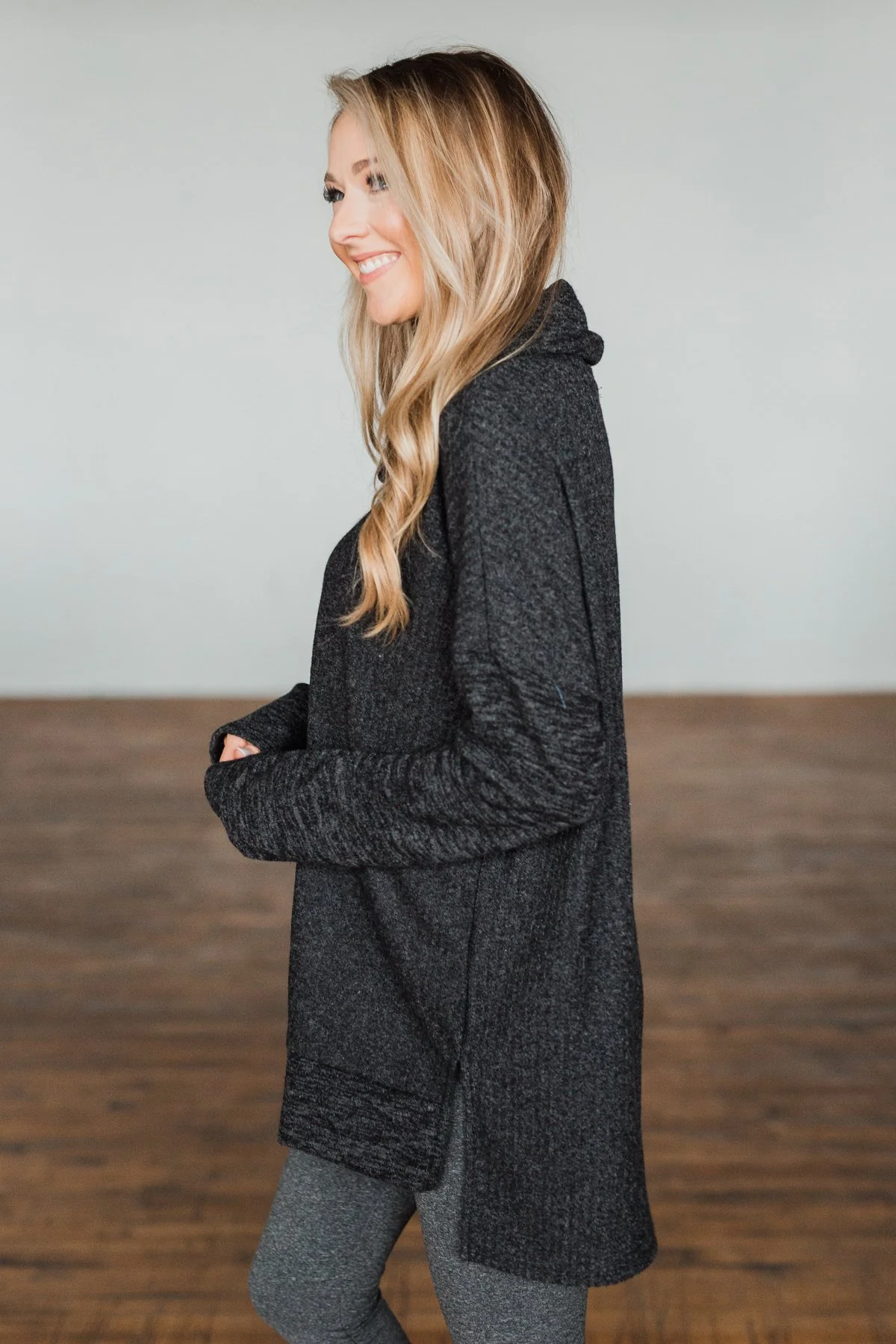 Cherishing Moments Turtle Neck Sweater- Heathered Black - Image 15