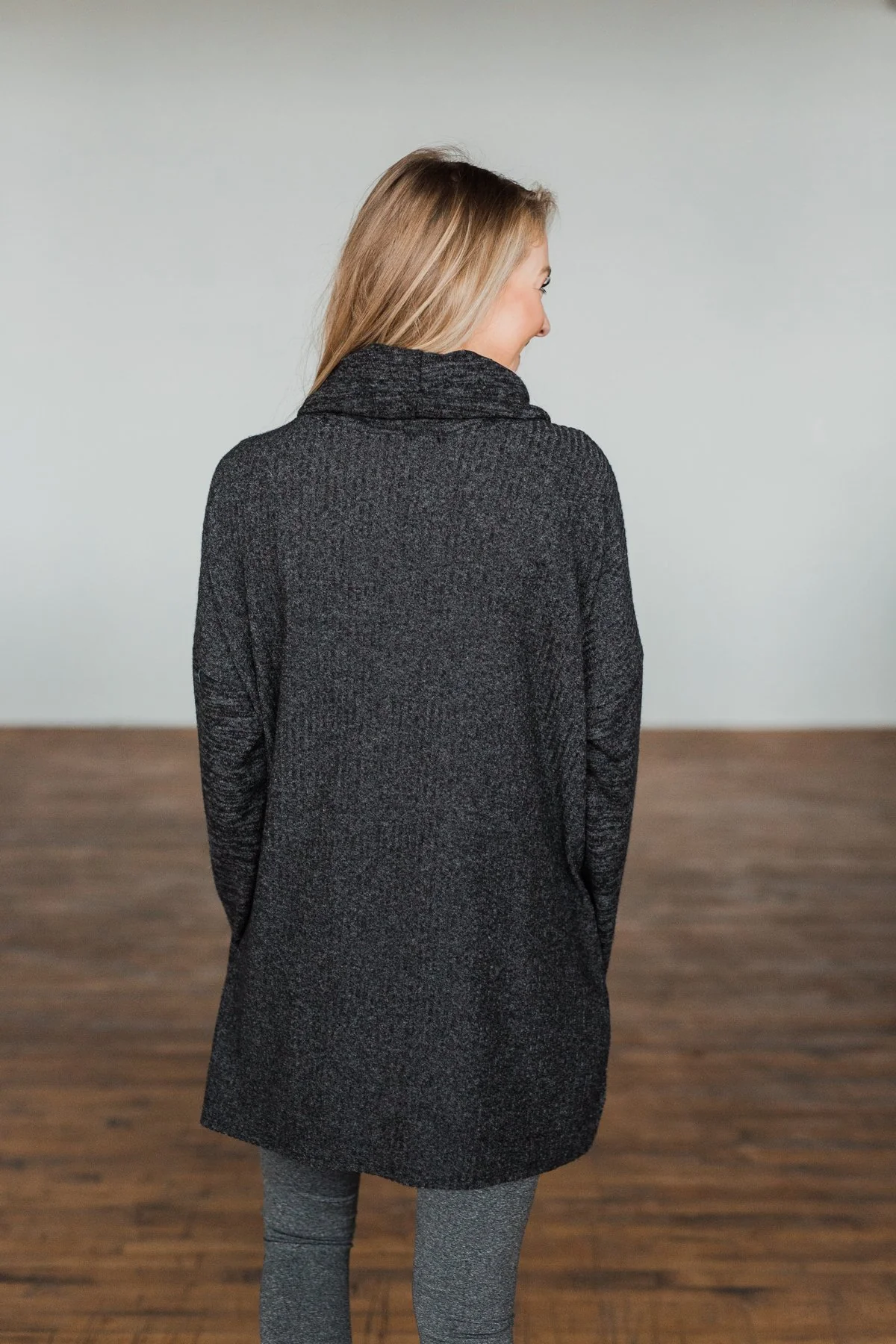 Cherishing Moments Turtle Neck Sweater- Heathered Black - Image 16