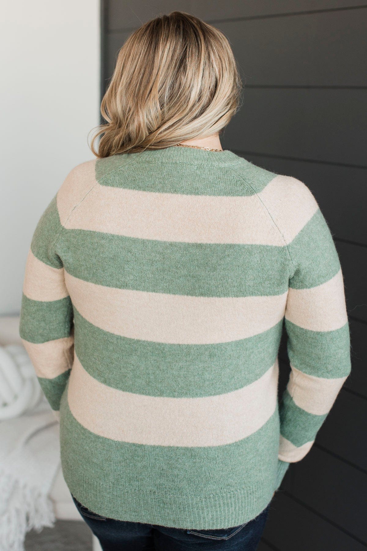 Cherishing Us Striped Sweater- Cream & Dusty Mint - Image 8