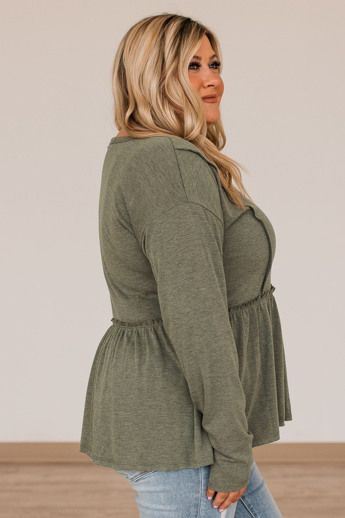 Choose To Shine Knit Babydoll Top- Olive - Image 6