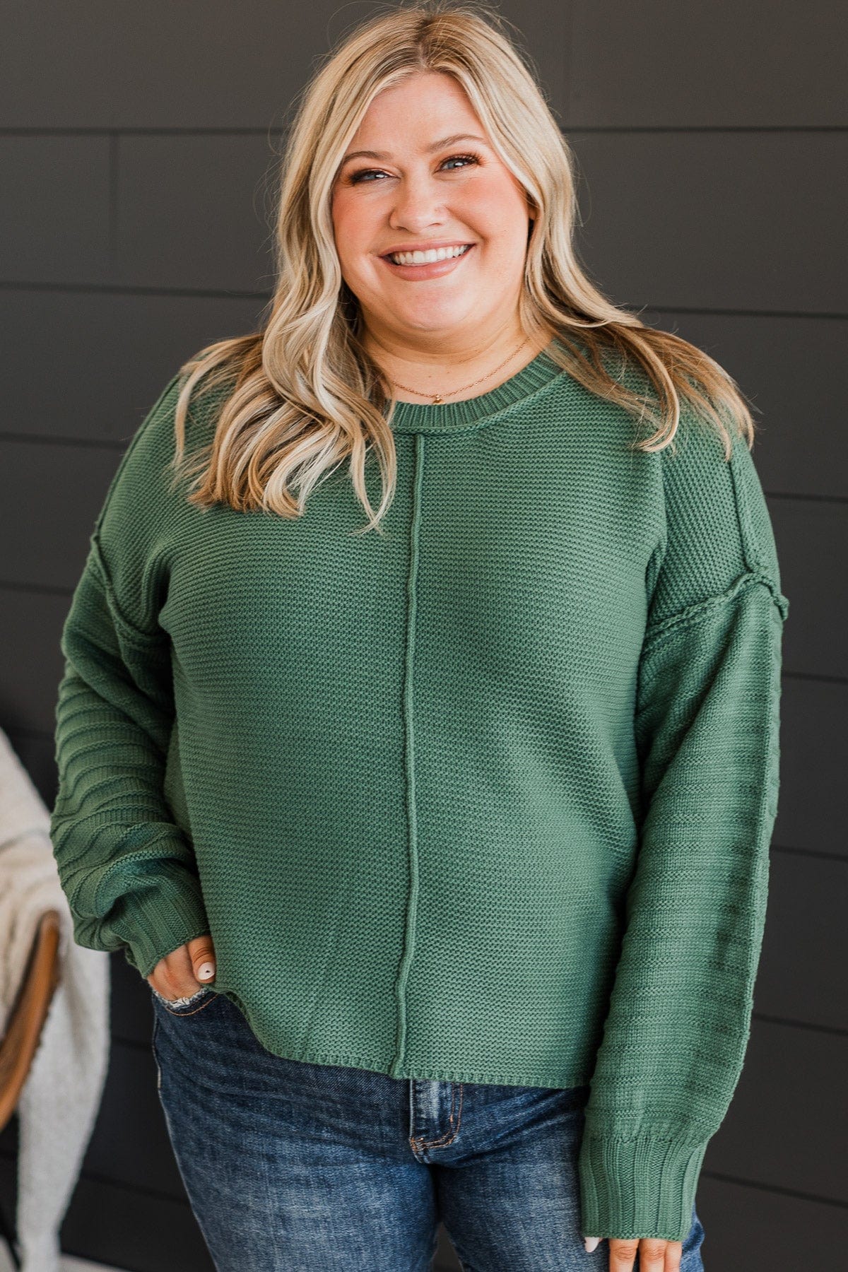 Choose To Thrive Knit Sweater- Emerald Green - Image 4