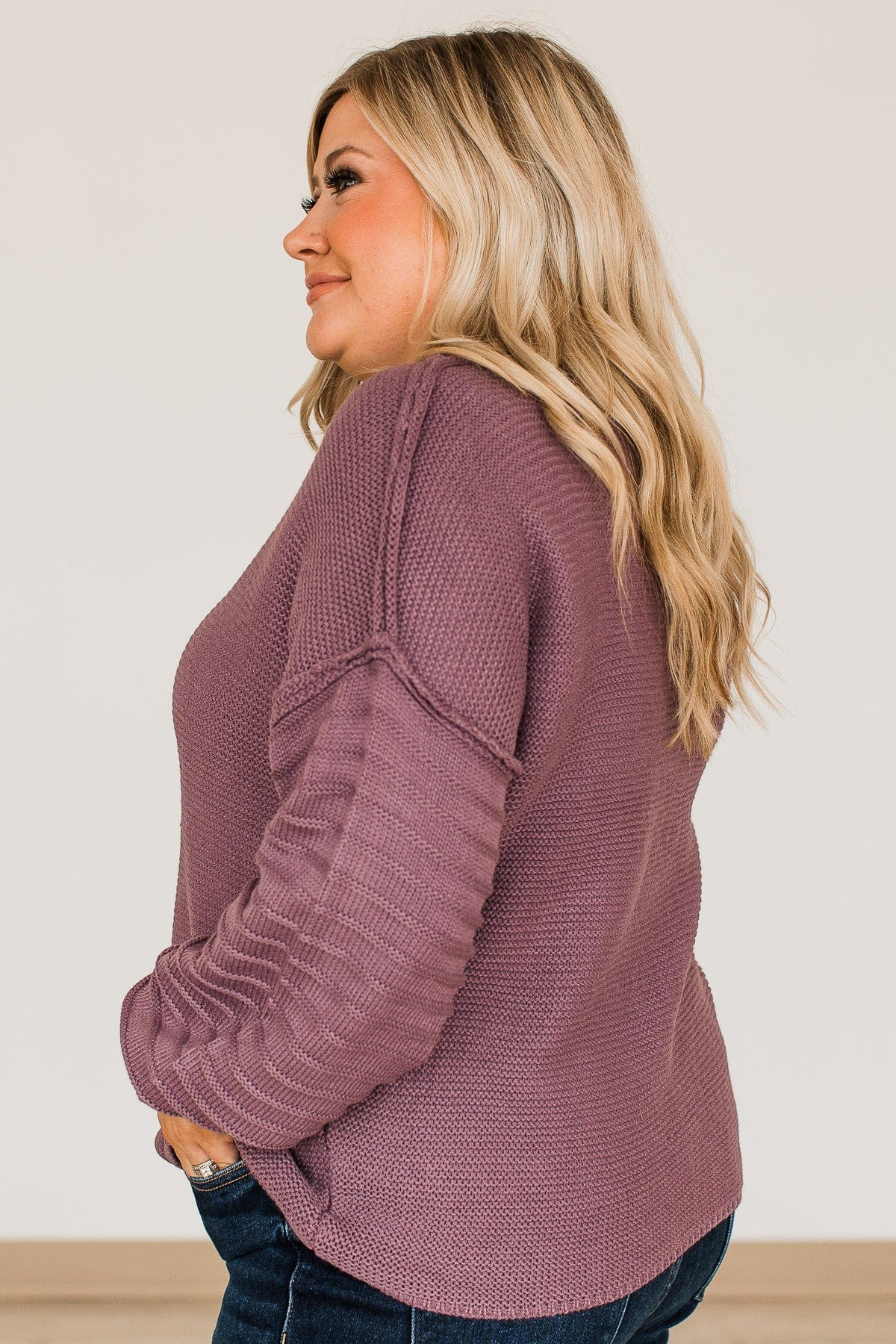 Choose To Thrive Knit Sweater- Light Eggplant - Image 7