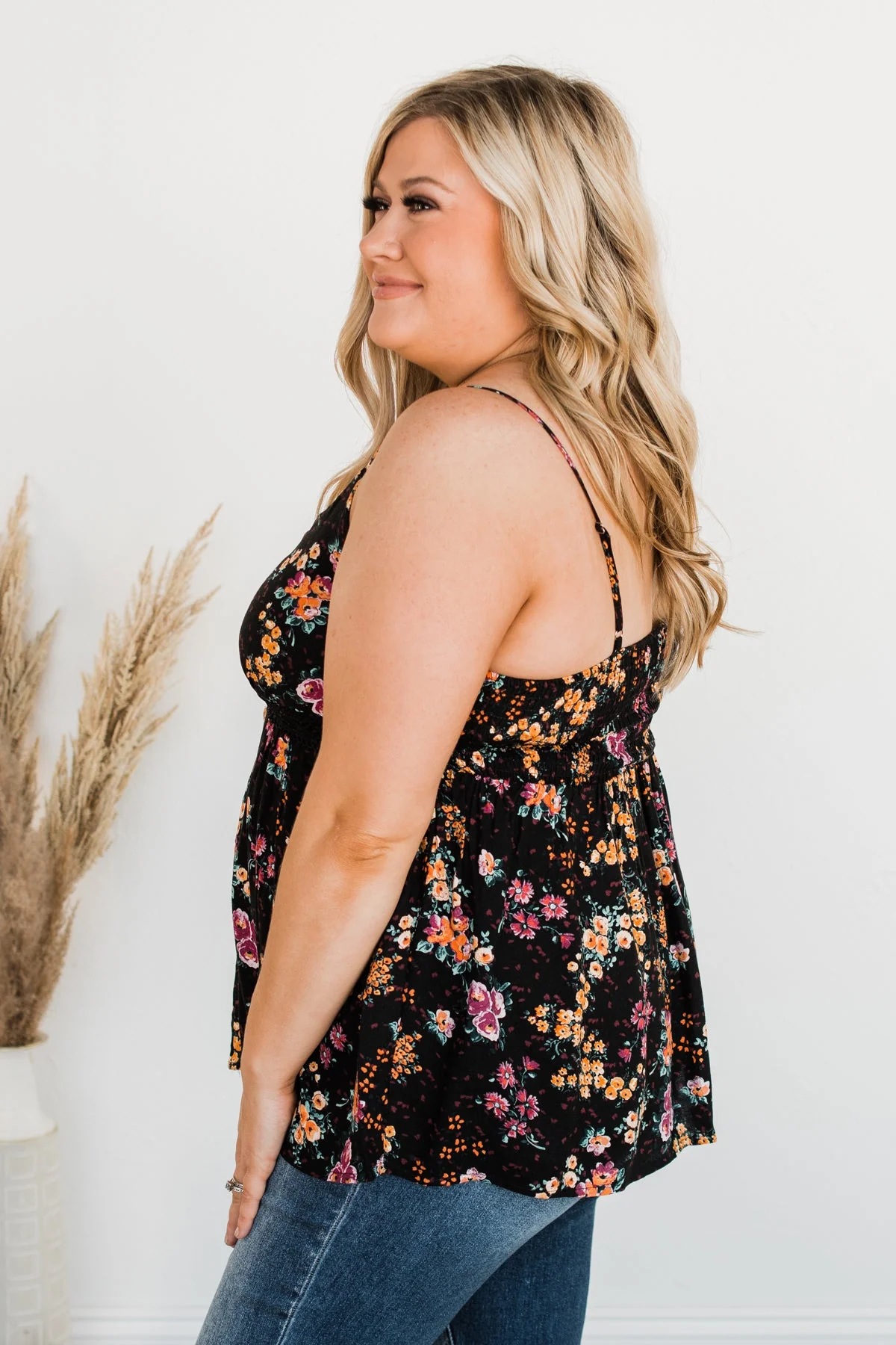 Chose Happiness Floral Tank Top- Black - Image 13