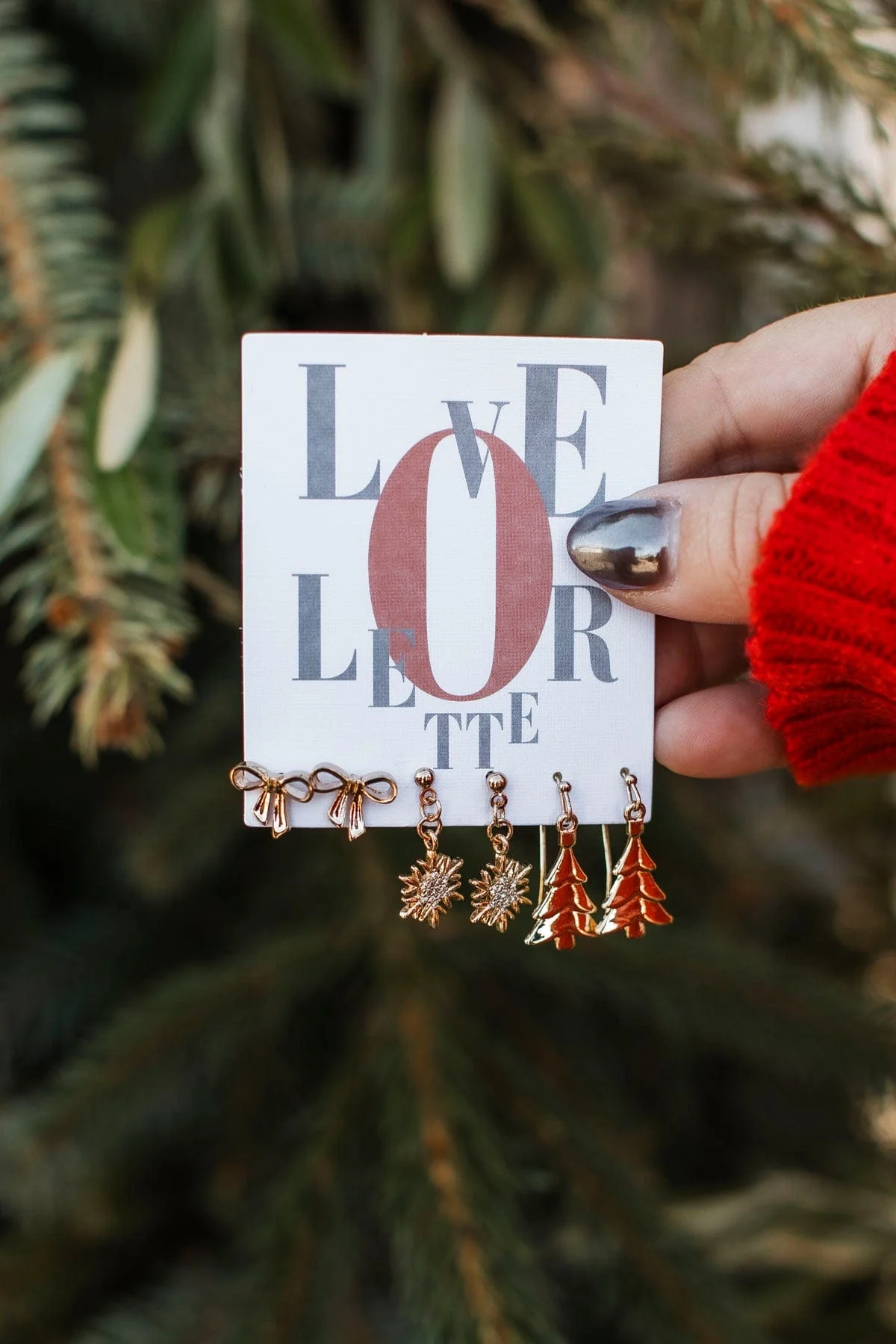 Christmas Greetings Earring Set- Gold
