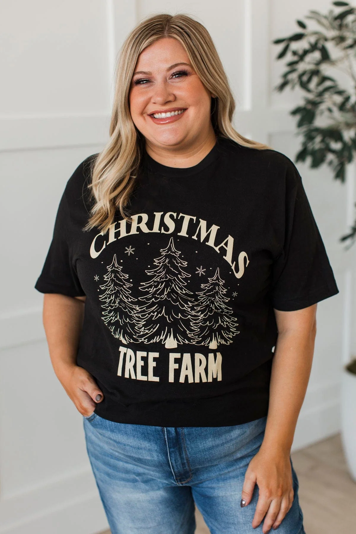 "Christmas Tree Farm" Graphic Tee- Black