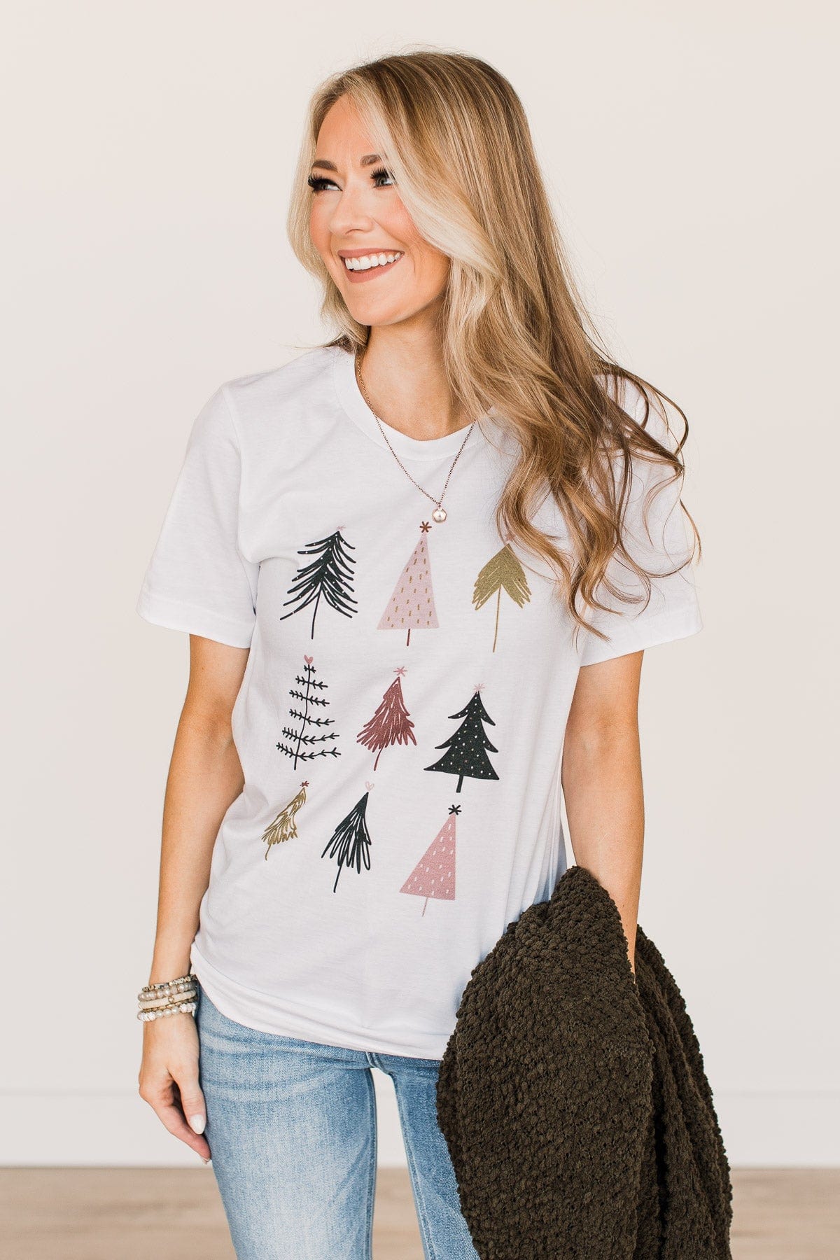 Christmas Tree Graphic Tee- White - Image 2