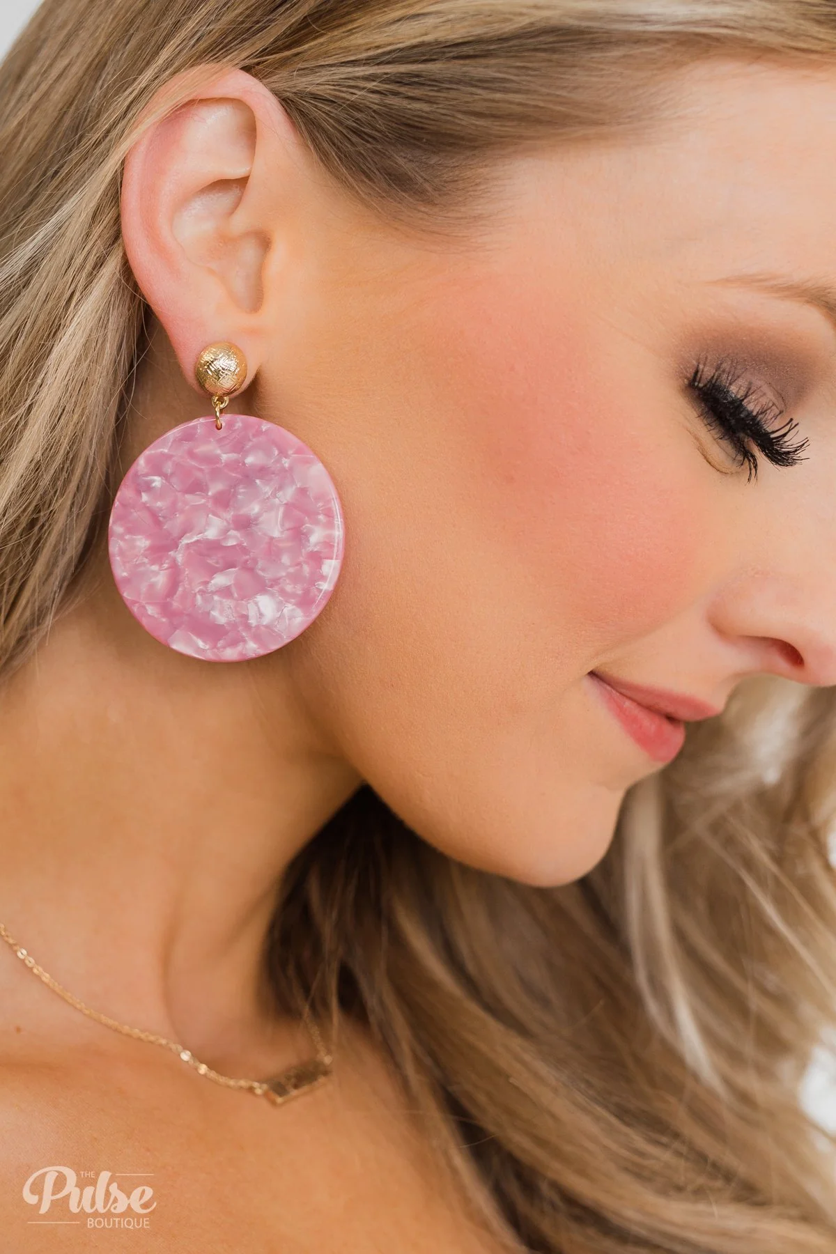 Chunky Circle Earring Set- Pink