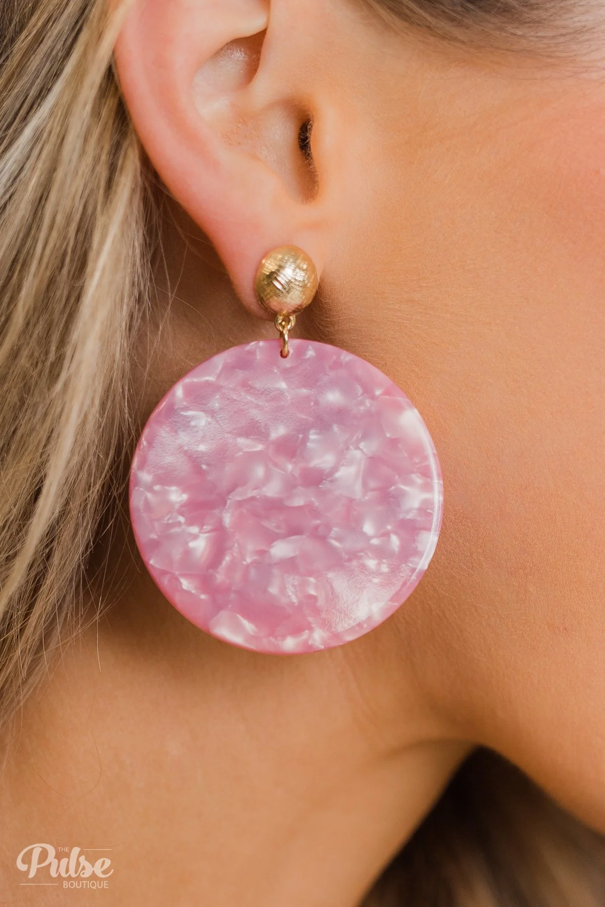 Chunky Circle Earring Set- Pink - Image 2