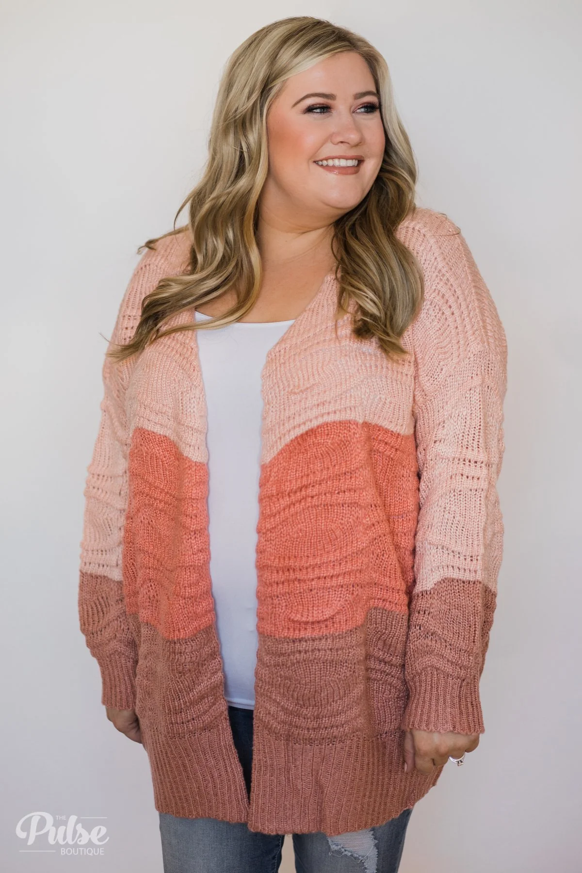 Chunky Knitted Cardigan- Shades of Pink - Image 4