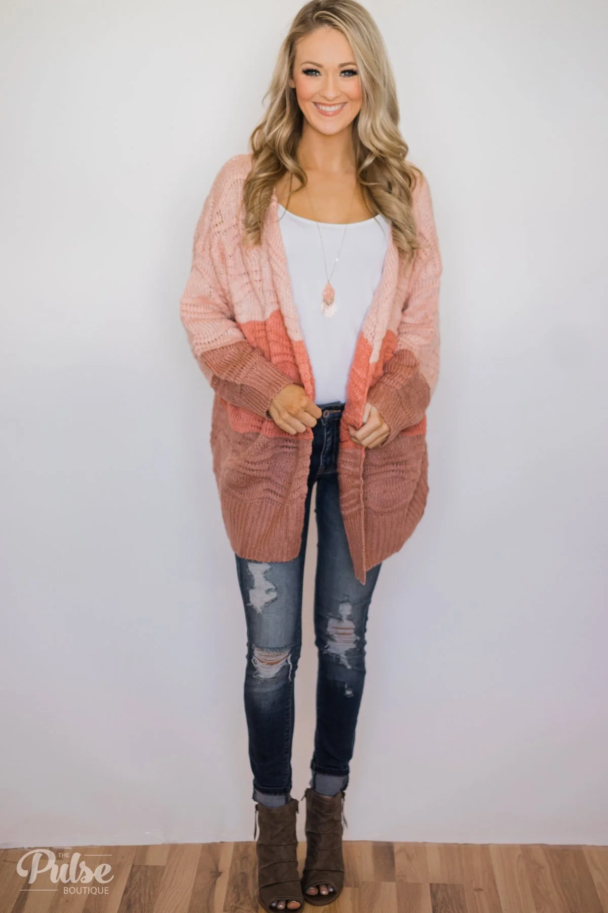 Chunky Knitted Cardigan- Shades of Pink - Image 6