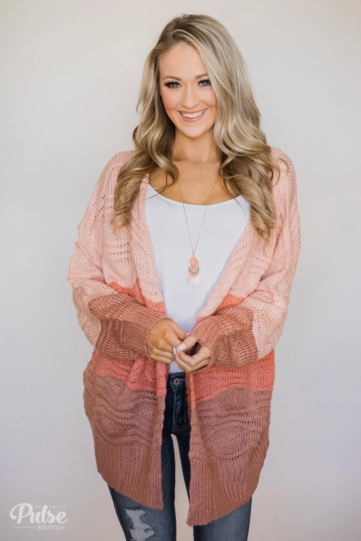 Chunky Knitted Cardigan- Shades of Pink - Image 7