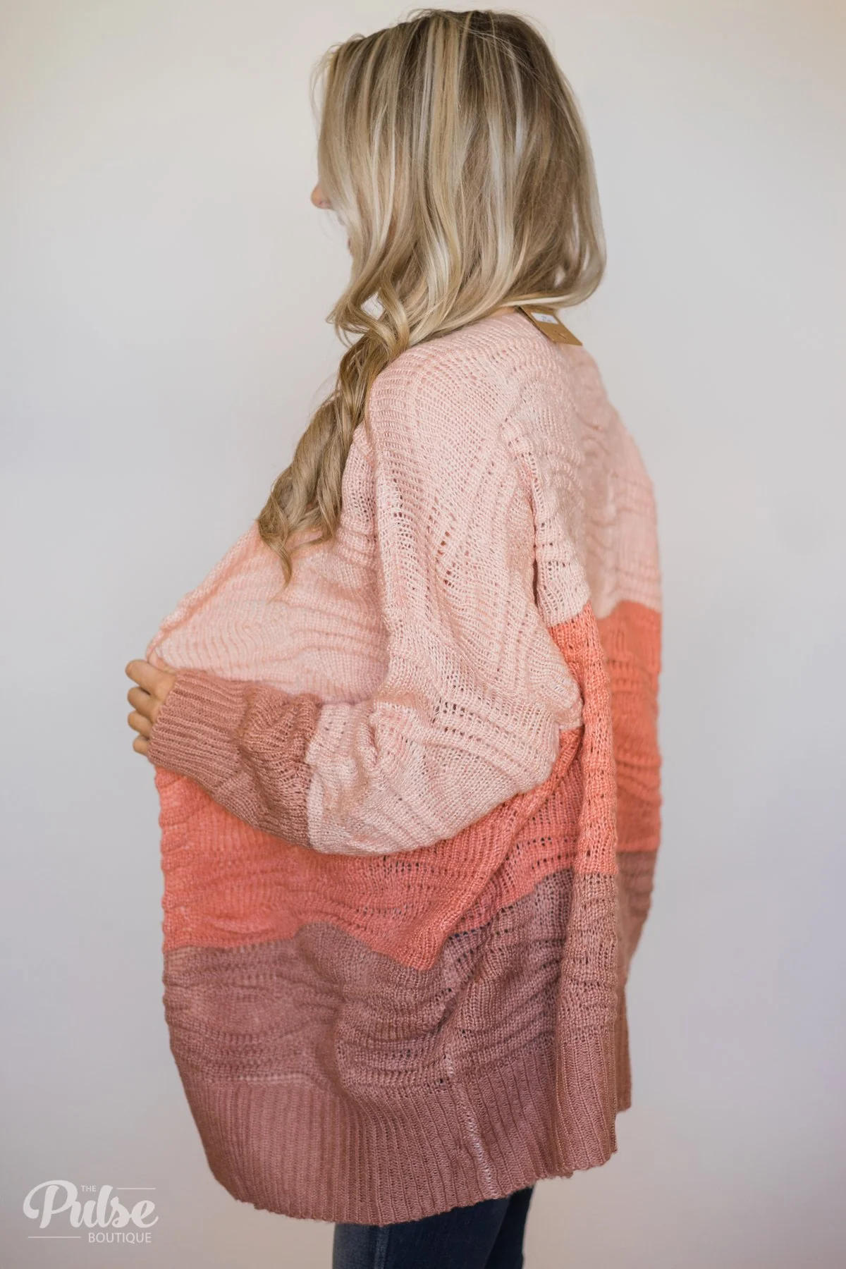 Chunky Knitted Cardigan- Shades of Pink - Image 9