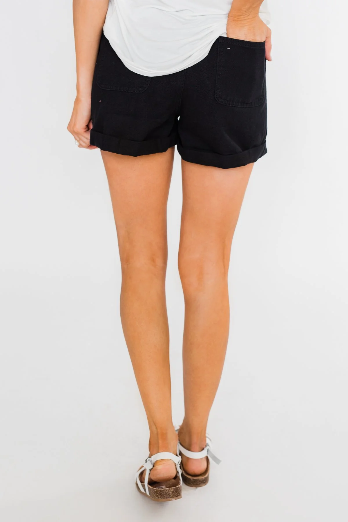 Cinched Waist Shorts- Black - Image 5