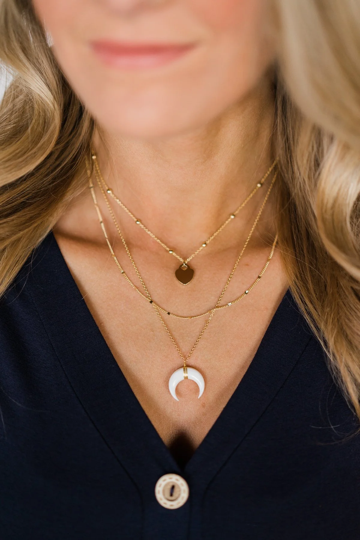 Classic Crescent Gold Necklace - Image 2