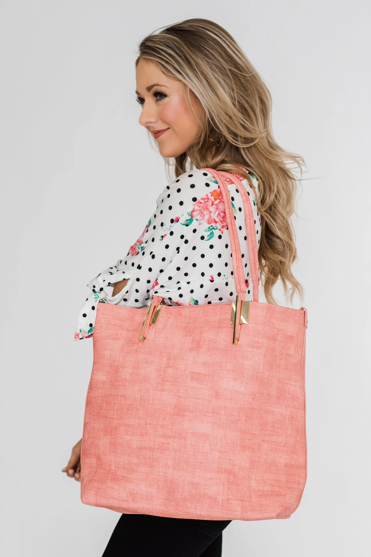 Classic Double Handle Tote- Pink - Image 4