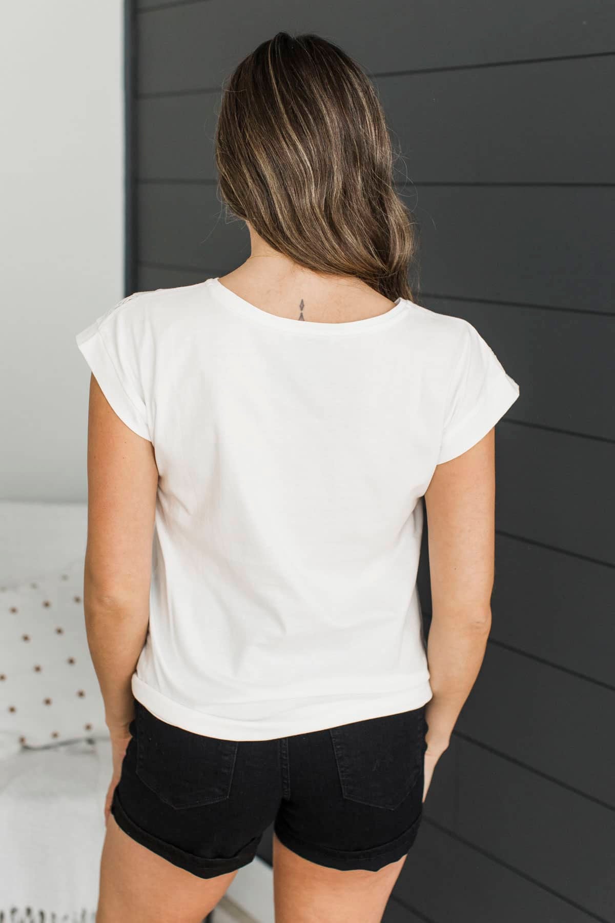 Classic Muse Cap Sleeve Top- Off-White - Image 6