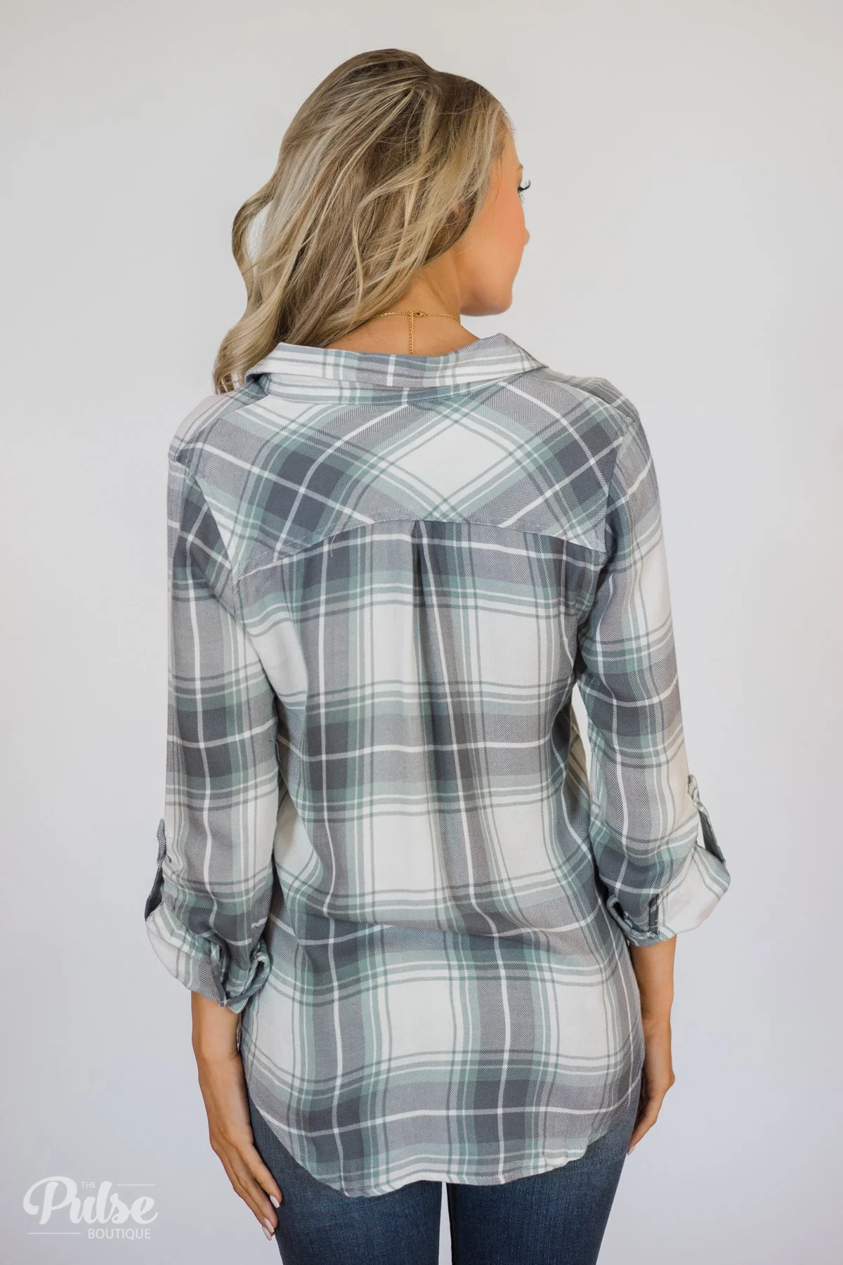 Thread & Supply Classy Plaid Top- Blue-Grey - Image 15