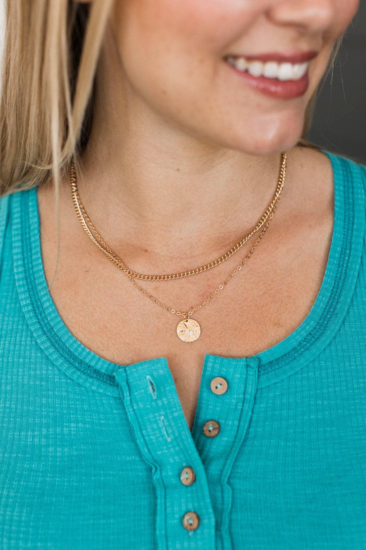Classy Vibes 3-Piece Necklace & Earring Set- Gold - Image 2