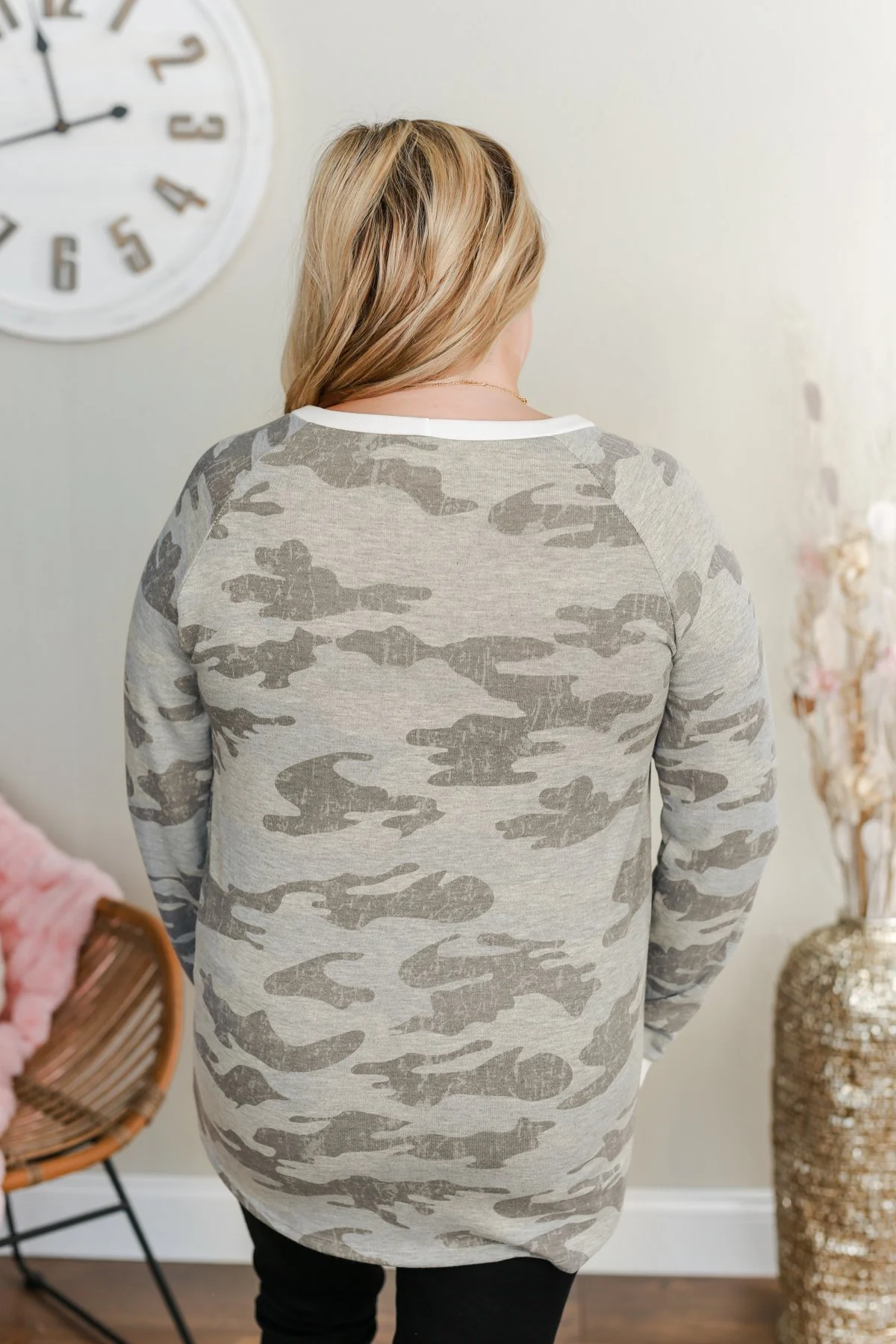 Clear As Day Long Sleeve Camo Top- Charcoal & Grey - Image 5
