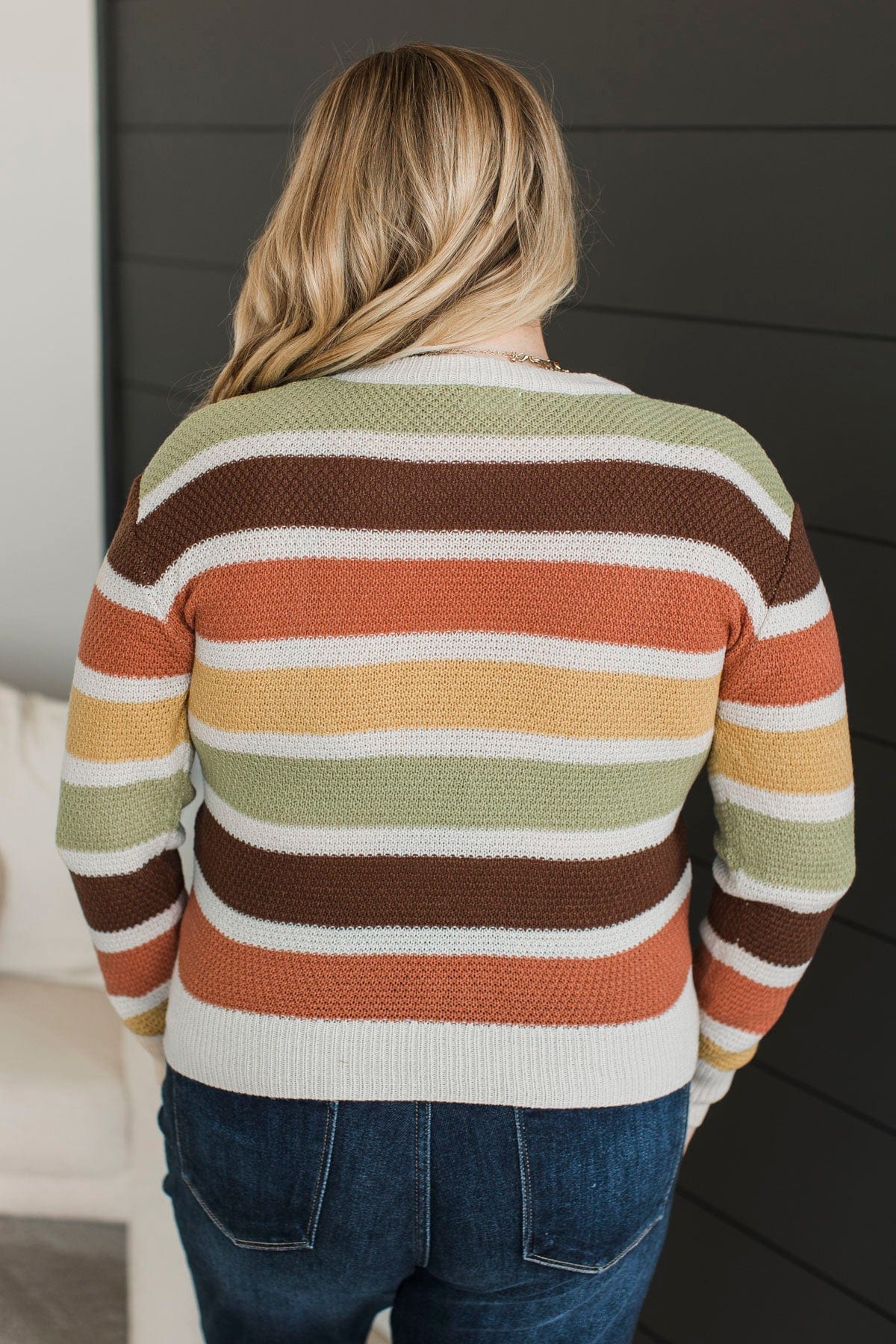 Clearly Charming Striped Knit Sweater- Oatmeal & Brown - Image 5